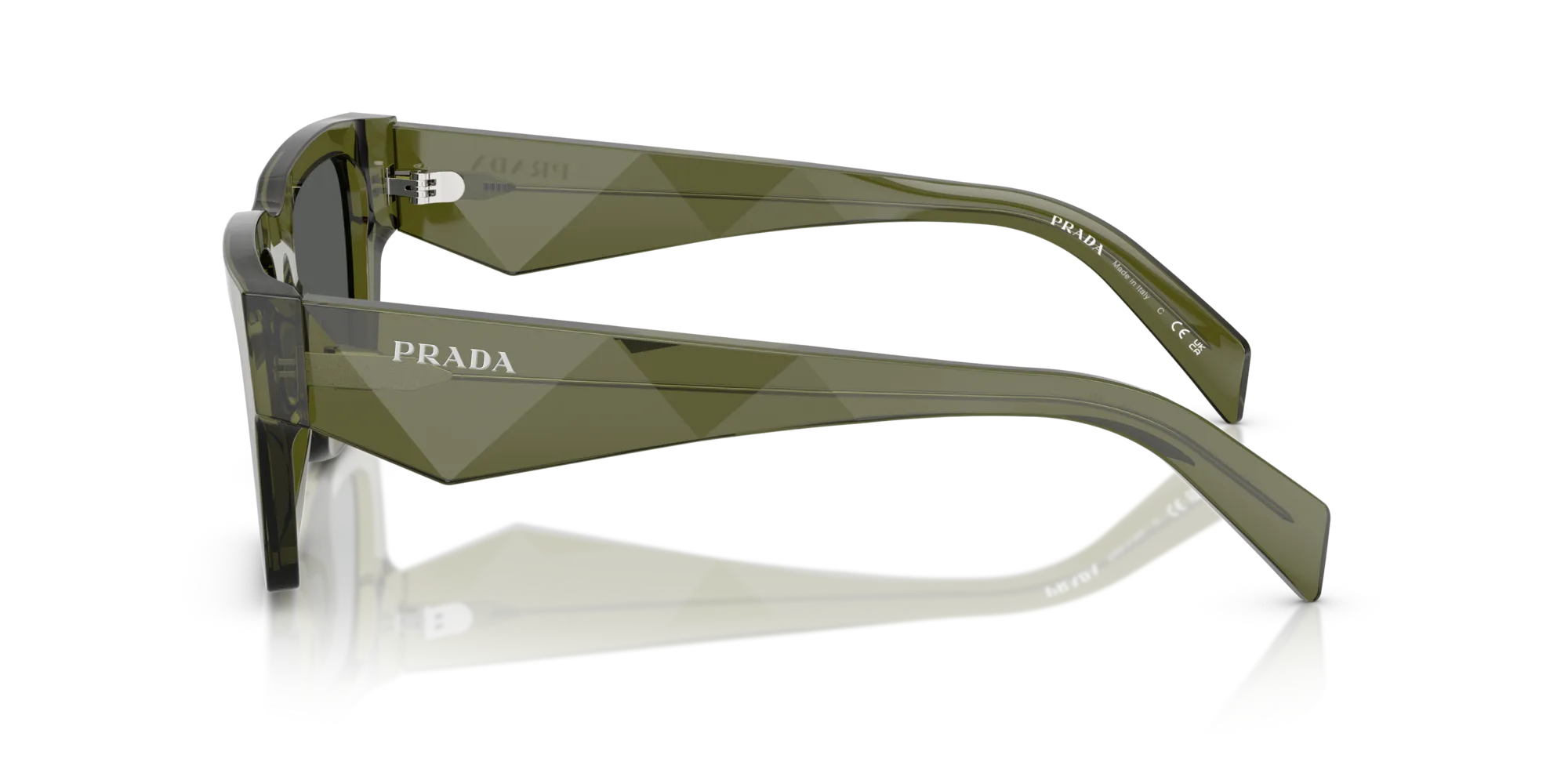 Prada PR A06S 25A40L Occhiali da sole Acetato Verde Grigio Pillow Normale - immagine 4