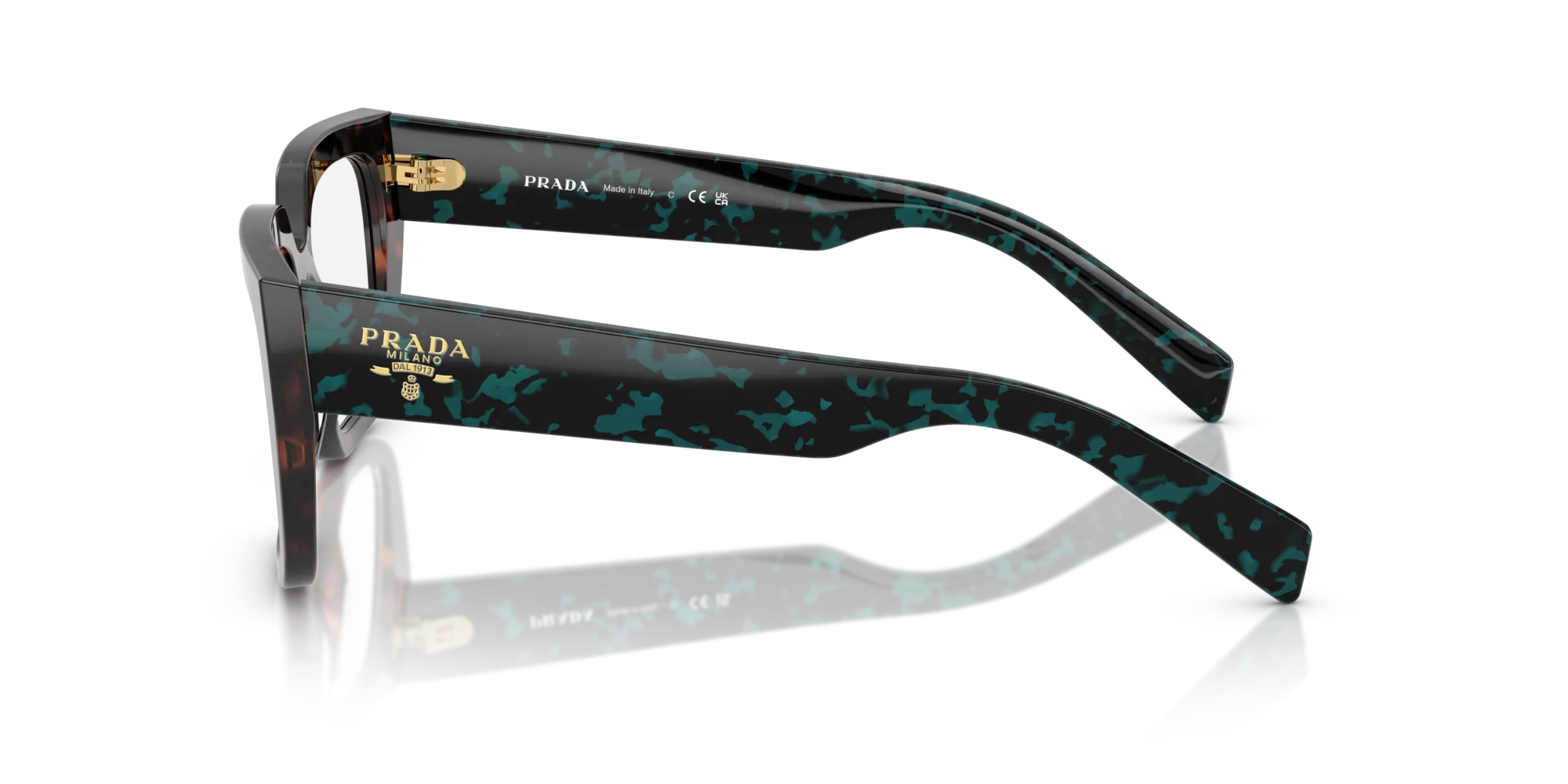 Prada PR A03V 18Z1O1 Montature da vista Acetato Tartaruga Trasparente Geometrica Normale - immagine 4