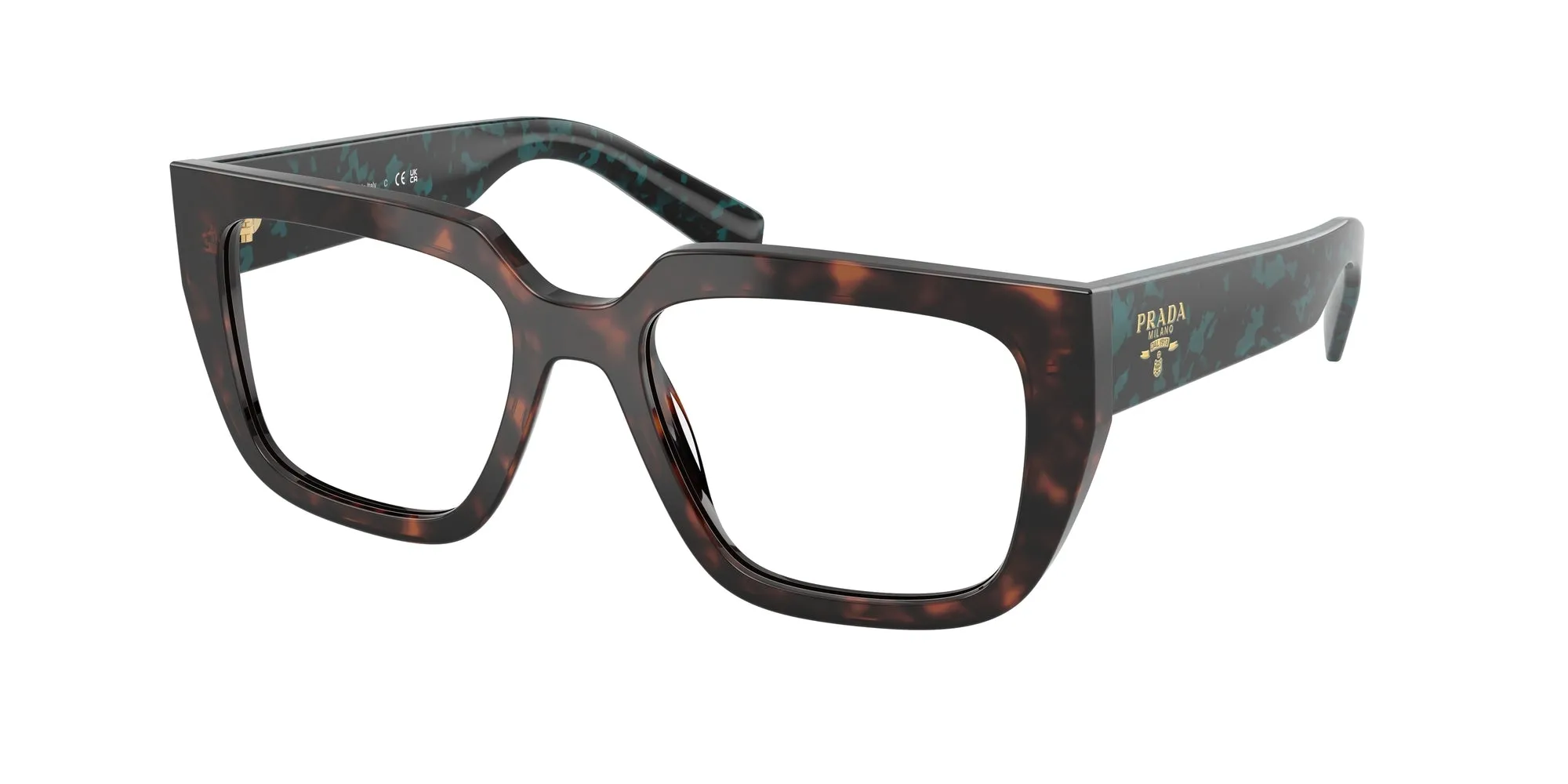 Prada PR A03V 18Z1O1 Montature da vista Acetato Tartaruga Geometrica Normale - immagine 1