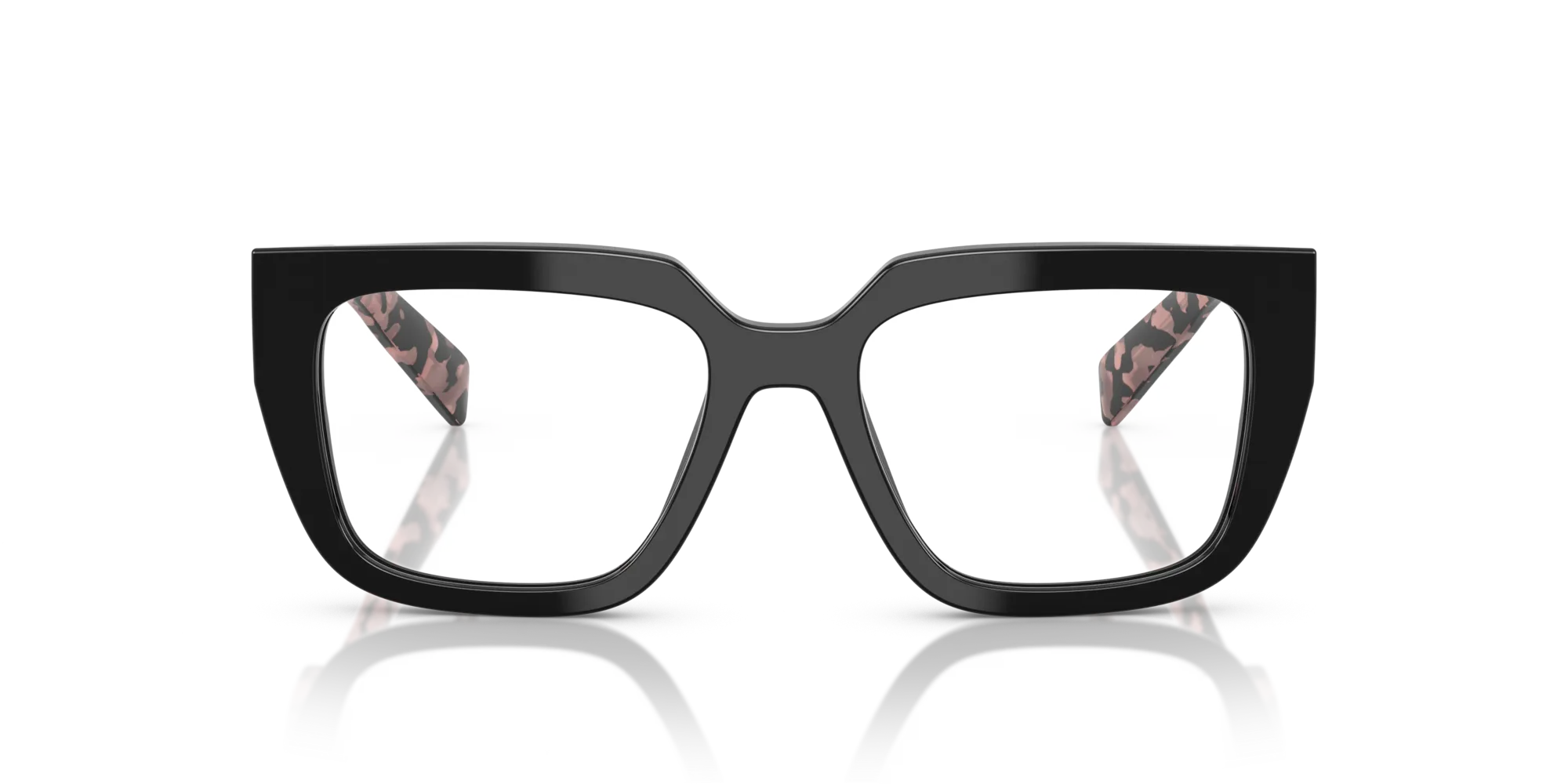 Prada PR A03V 13P1O1 Montature da vista Acetato Nero Trasparente Geometrica Normale - immagine 3