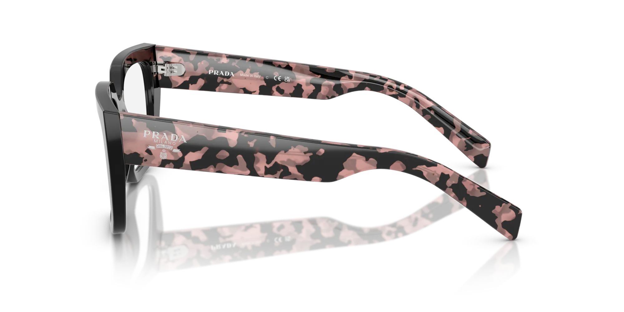 Prada PR A03V 13P1O1 Montature da vista Acetato Nero Trasparente Geometrica Normale - immagine 4