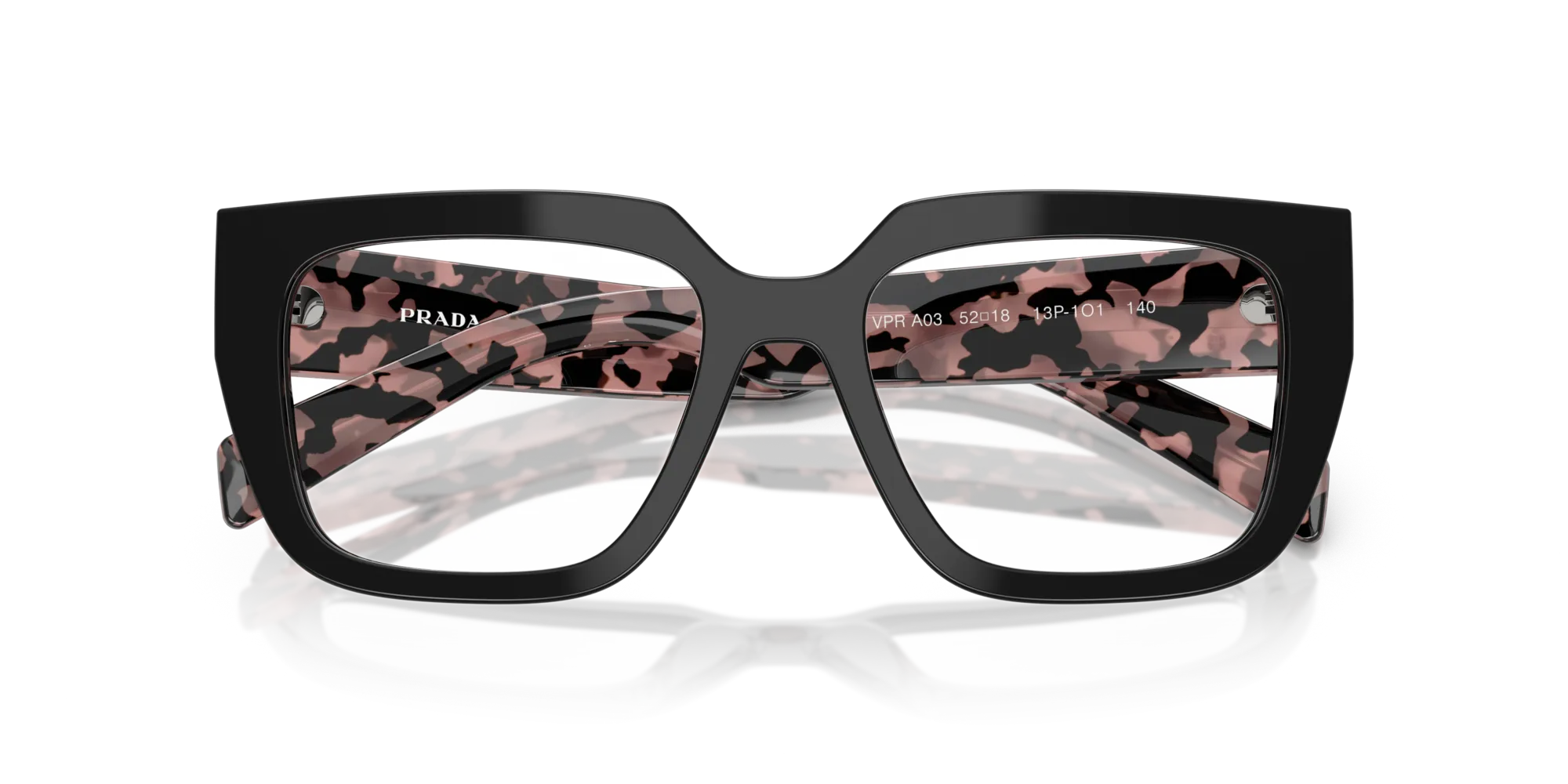 Prada PR A03V 13P1O1 Montature da vista Acetato Nero Geometrica Normale - immagine 2