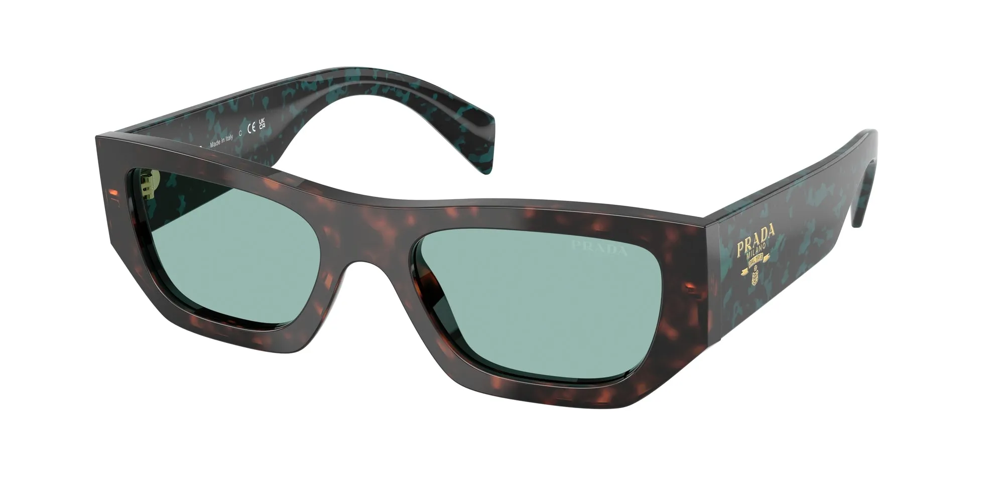 Prada PR A01S 18Z40K Occhiali da sole Acetato Tartaruga Verde Pillow Normale - immagine 1