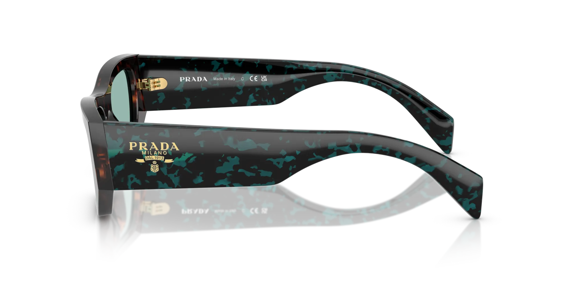 Prada PR A01S 18Z40K Occhiali da sole Acetato Tartaruga Verde Pillow Normale - immagine 4