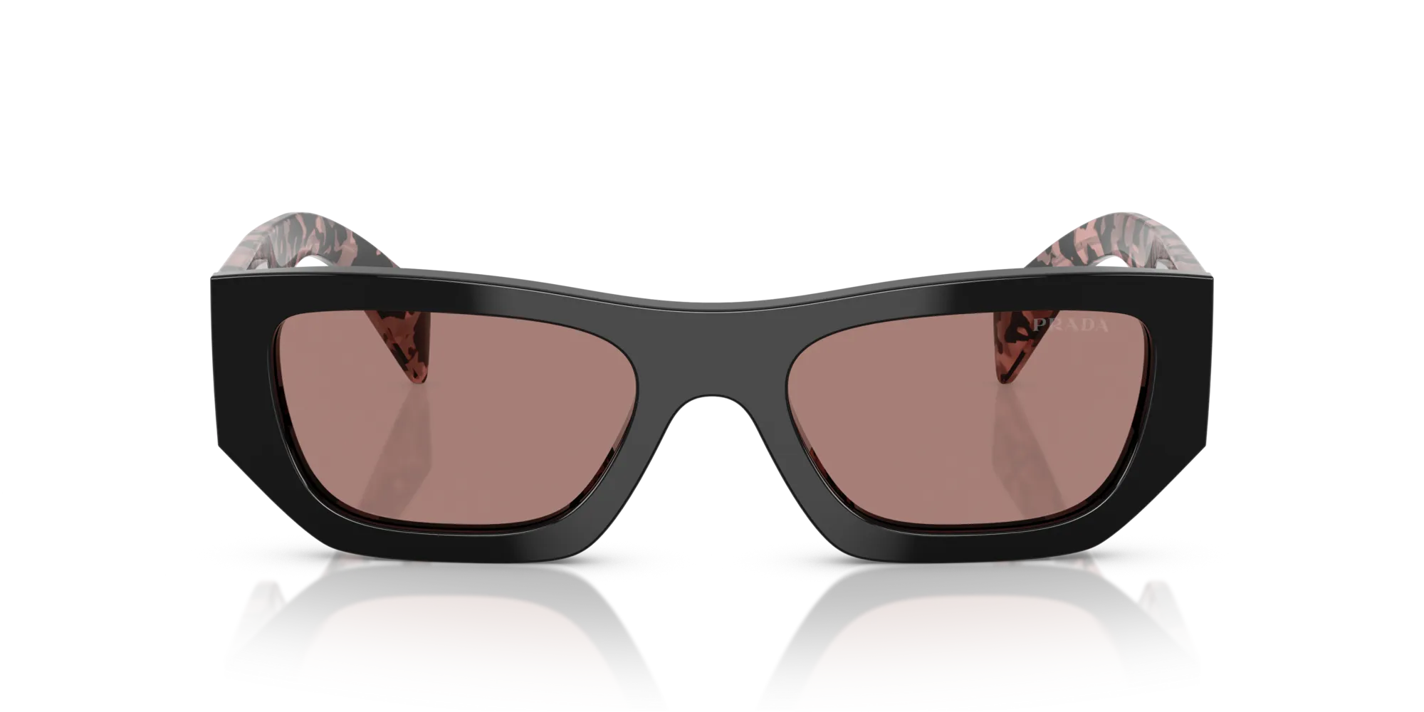 Prada PR A01S 13P60B Occhiali da sole Acetato Nero Marrone Pillow Normale - immagine 3