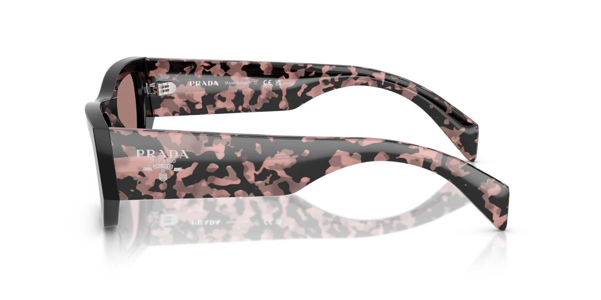 Prada PR A01S 13P60B Occhiali da sole Acetato Nero Marrone Pillow Normale - immagine 4