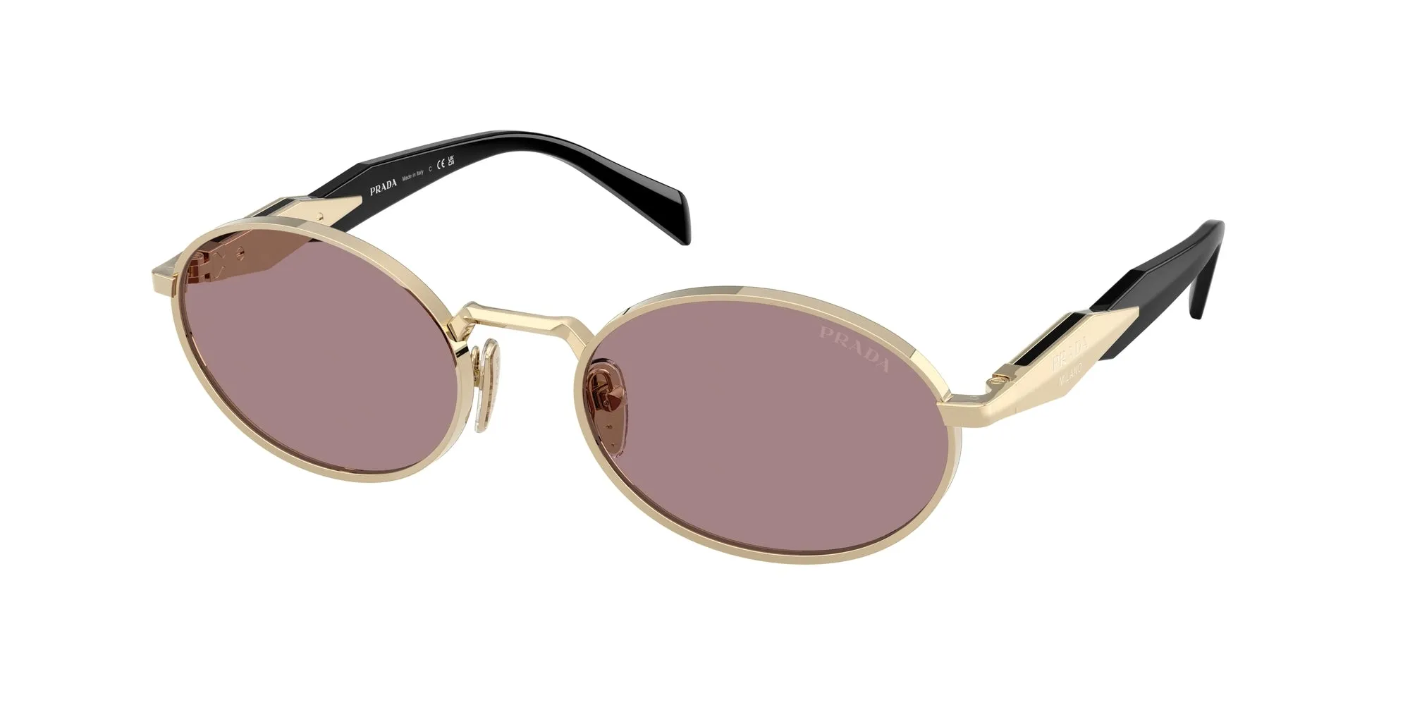 Prada PR 65ZS ZVN20I Occhiali da sole Metallo Oro Marrone Rotonda Normale - immagine 1