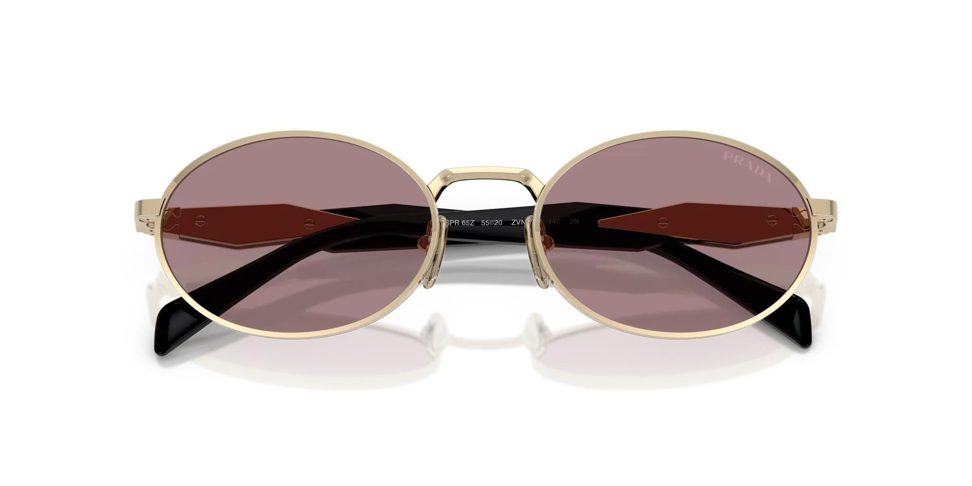 Prada PR 65ZS ZVN20I Occhiali da sole Metallo Oro Marrone Rotonda Normale - immagine 2