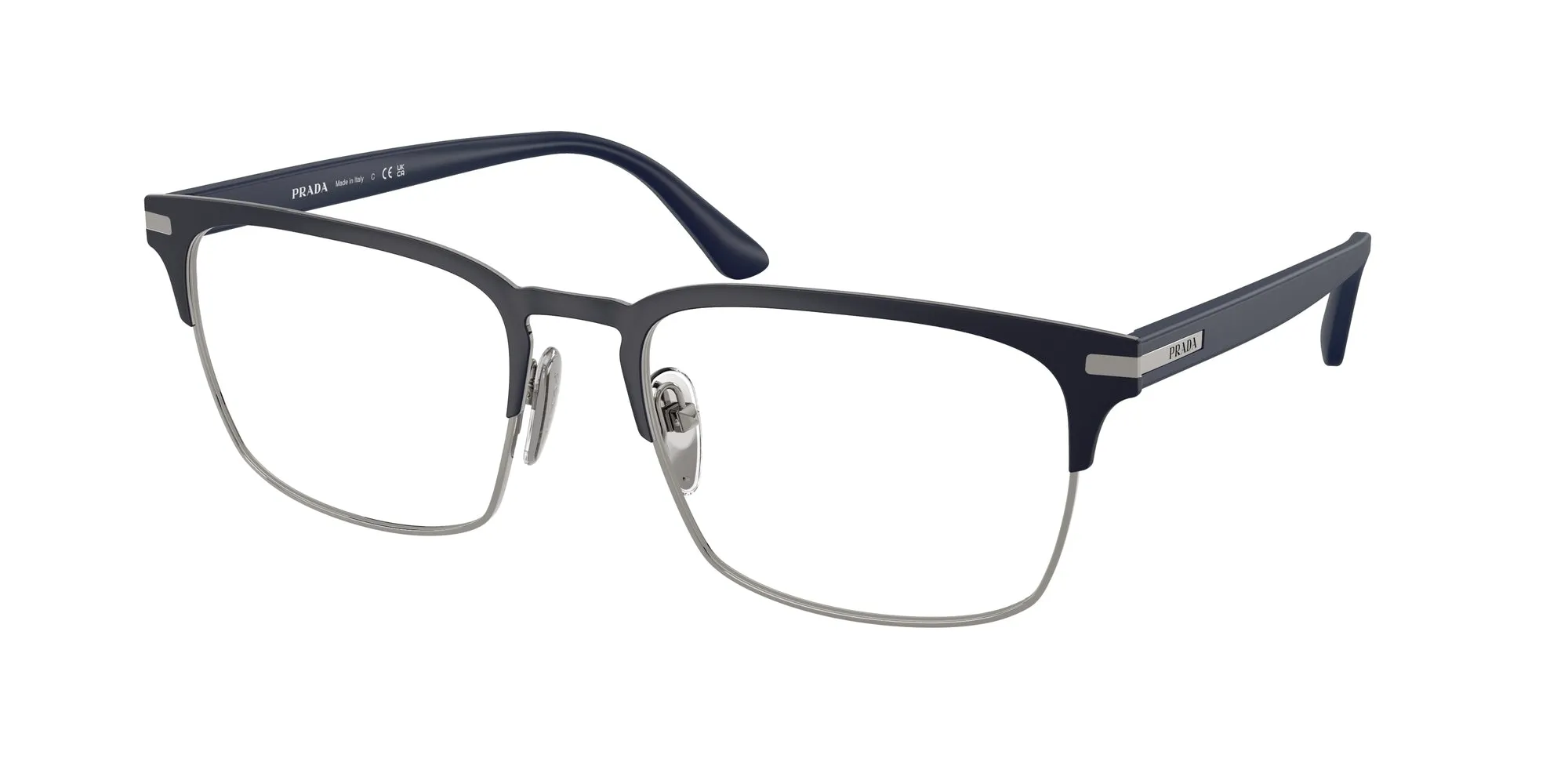 Prada PR 58ZV 02N1O1 Montature da vista Acciaio Blu Squadrata Normale - immagine 1