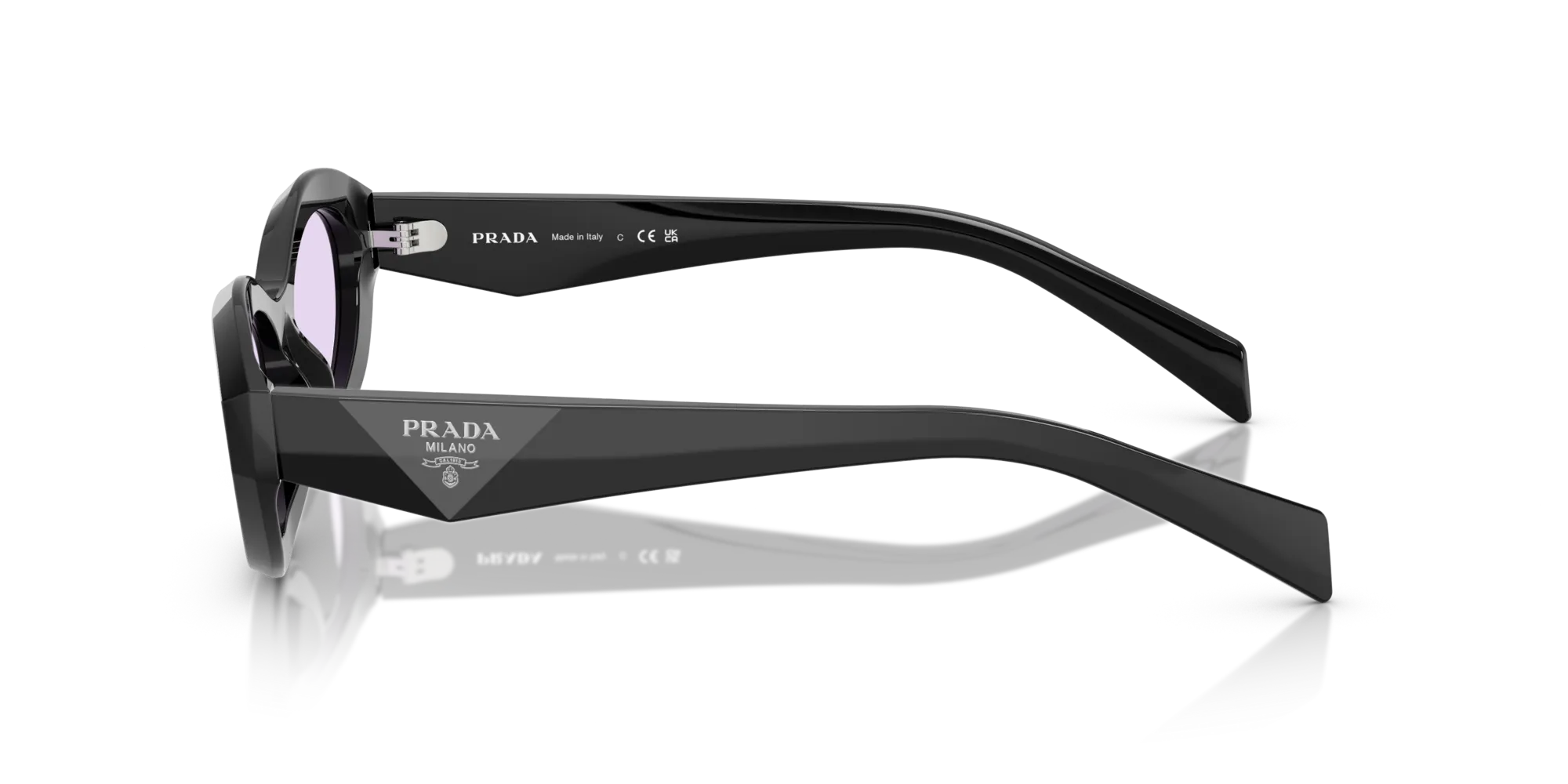 Prada PR 26ZS 16K40J Occhiali da sole Acetato Nero Viola Geometrica Normale - immagine 4