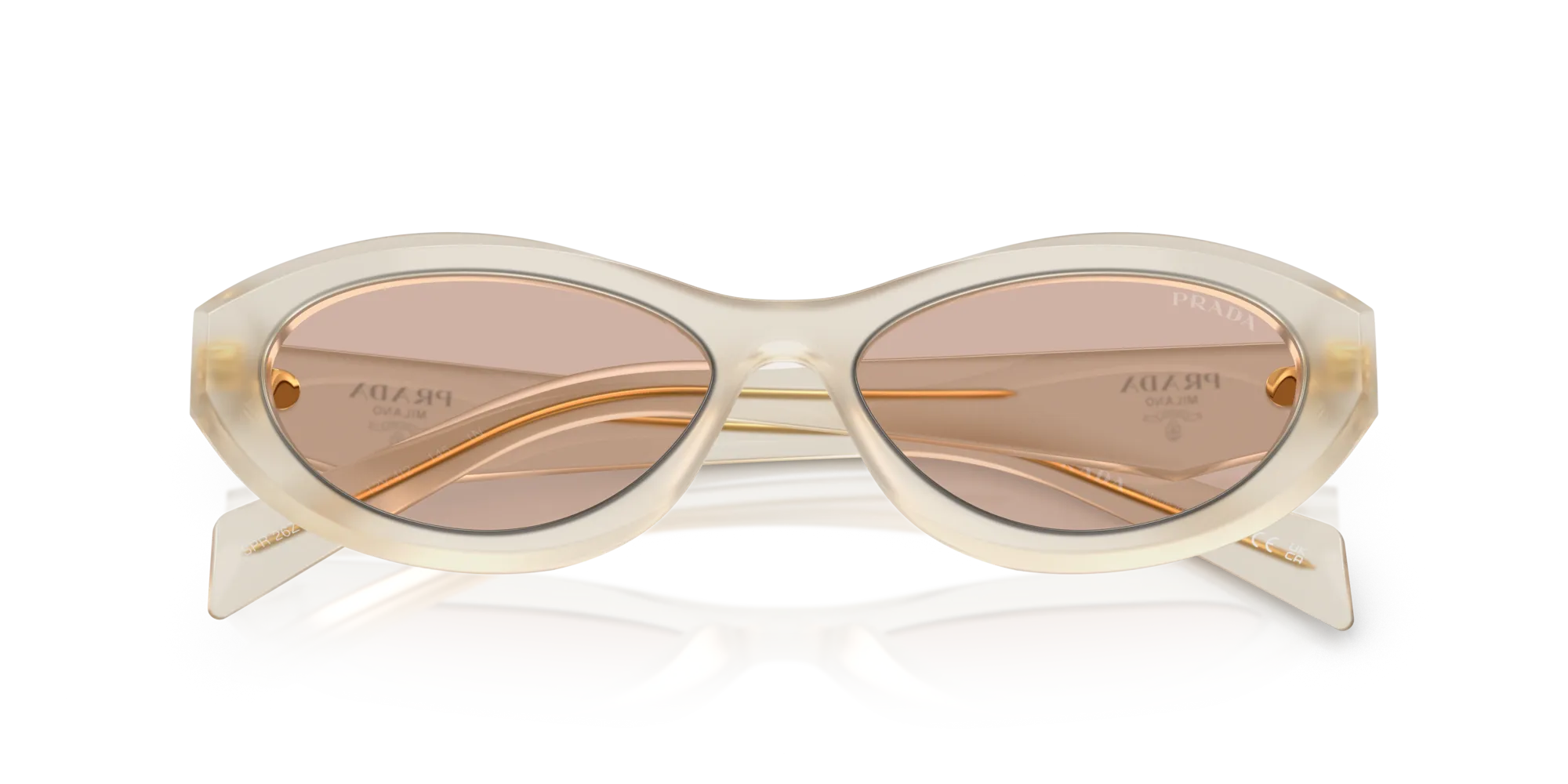 Prada PR 26ZS 12V4I2 Occhiali da sole Acetato Bianco Marrone Geometrica Normale - immagine 2