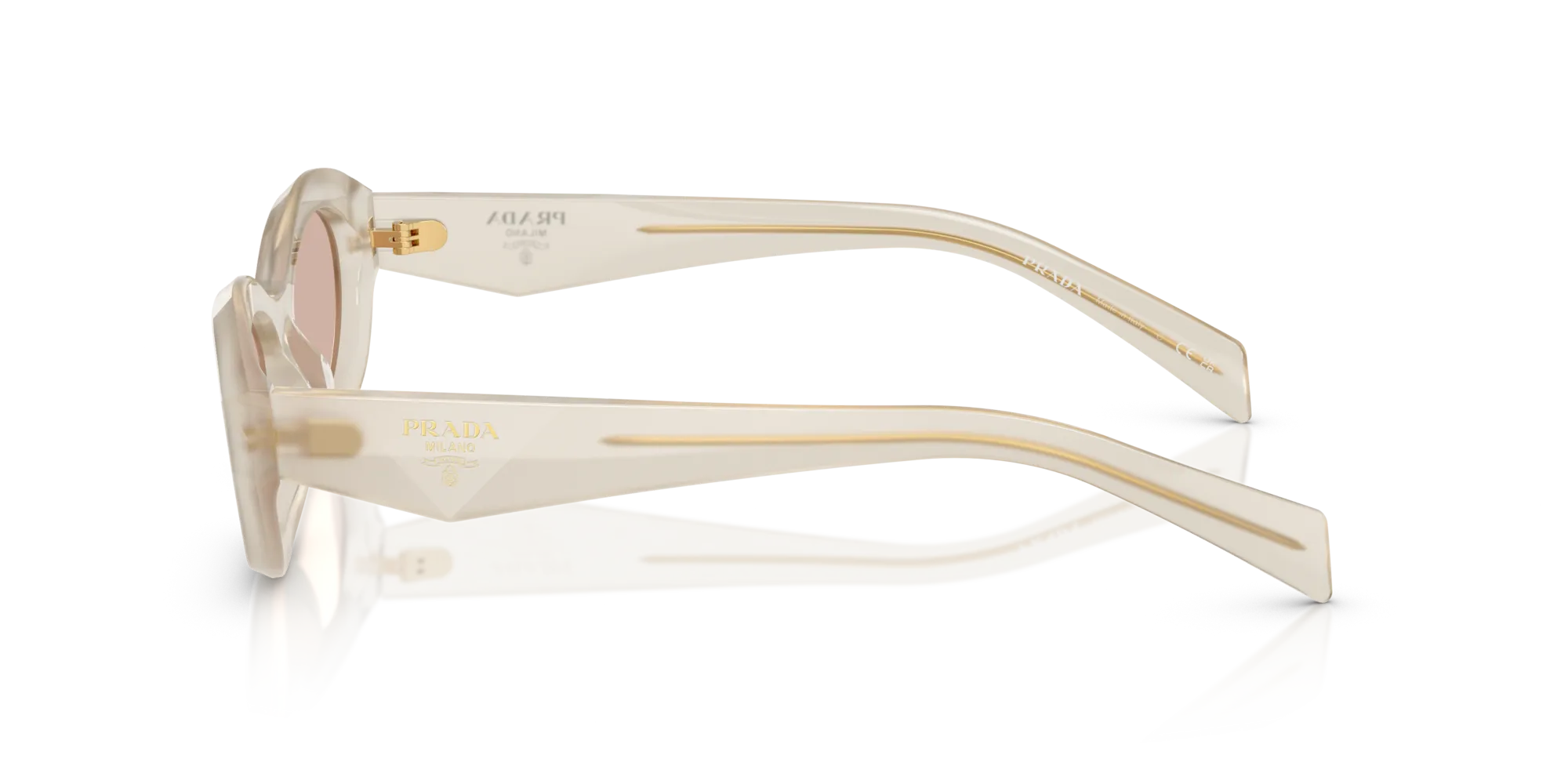 Prada PR 26ZS 12V4I2 Occhiali da sole Acetato Bianco Marrone Geometrica Normale - immagine 4