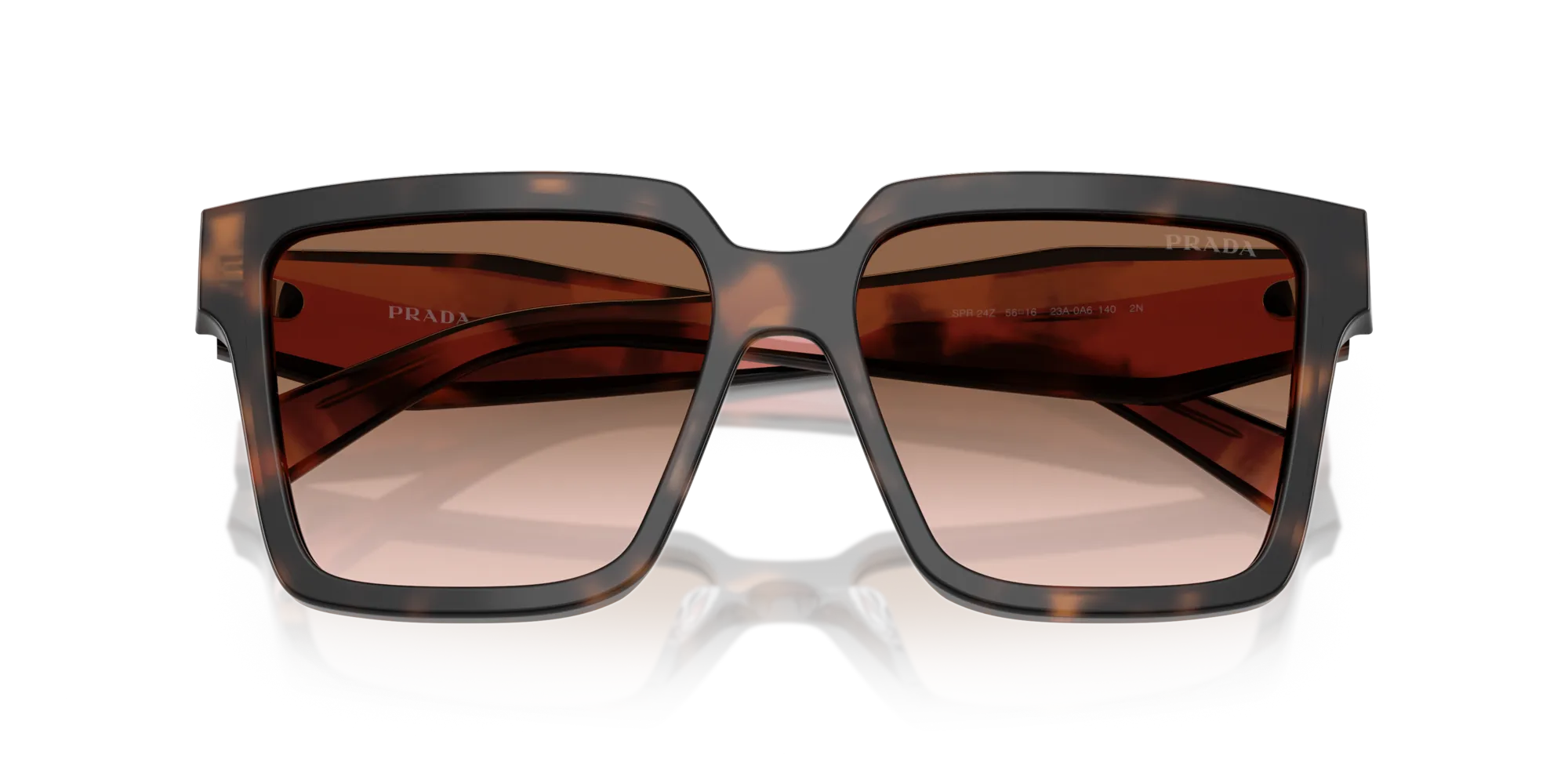 Prada PR 24ZS 23A0A6 Occhiali da sole Acetato Tartaruga Marrone Squadrata Normale Sfumato - immagine 2