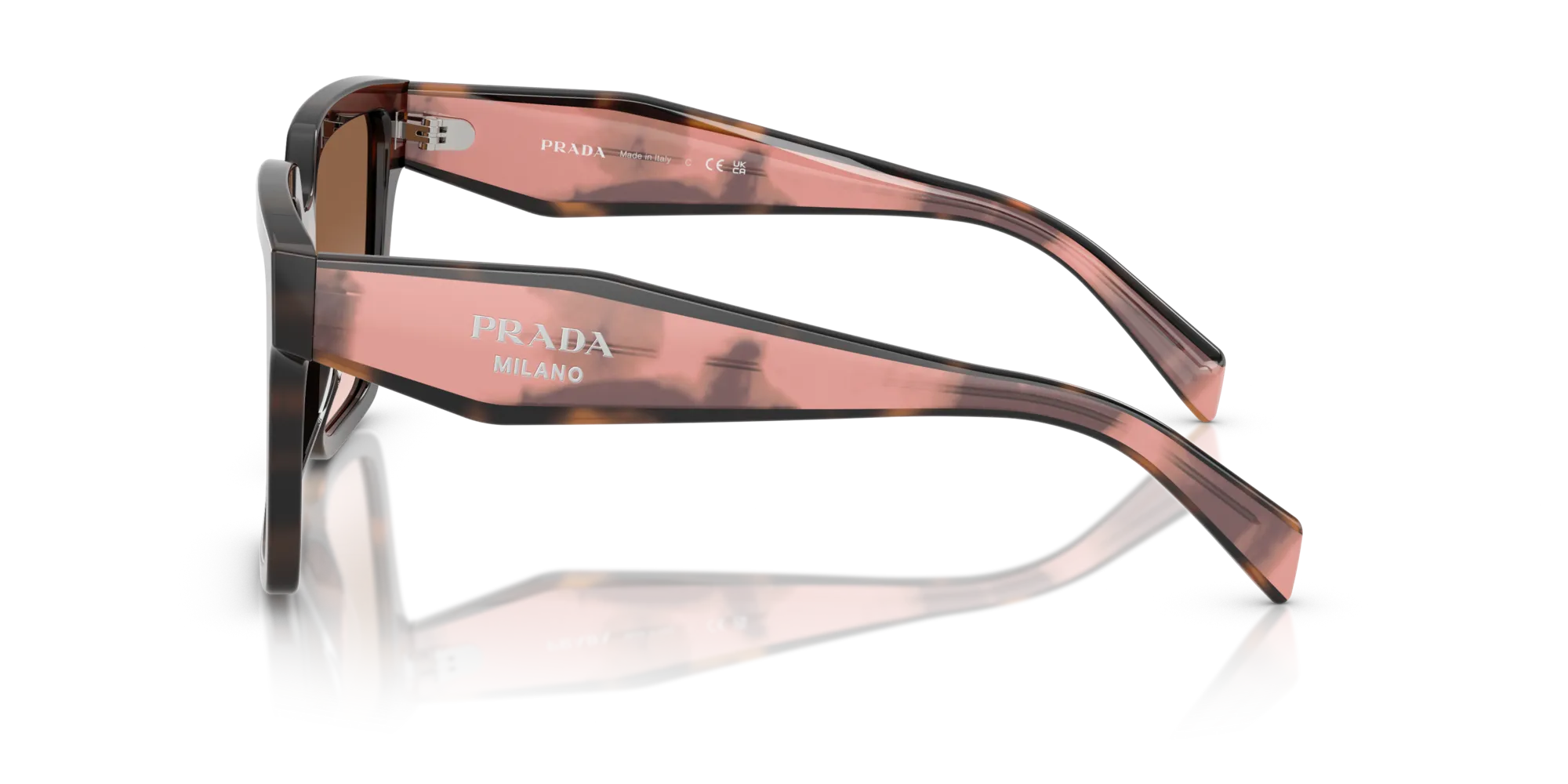Prada PR 24ZS 23A0A6 Occhiali da sole Acetato Tartaruga Marrone Squadrata Normale Sfumato - immagine 4