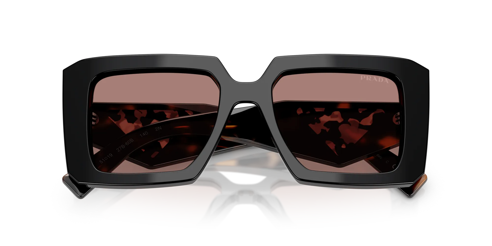 Prada PR 23YS 27B60B Occhiali da sole Acetato Nero Marrone Squadrata Normale - immagine 2