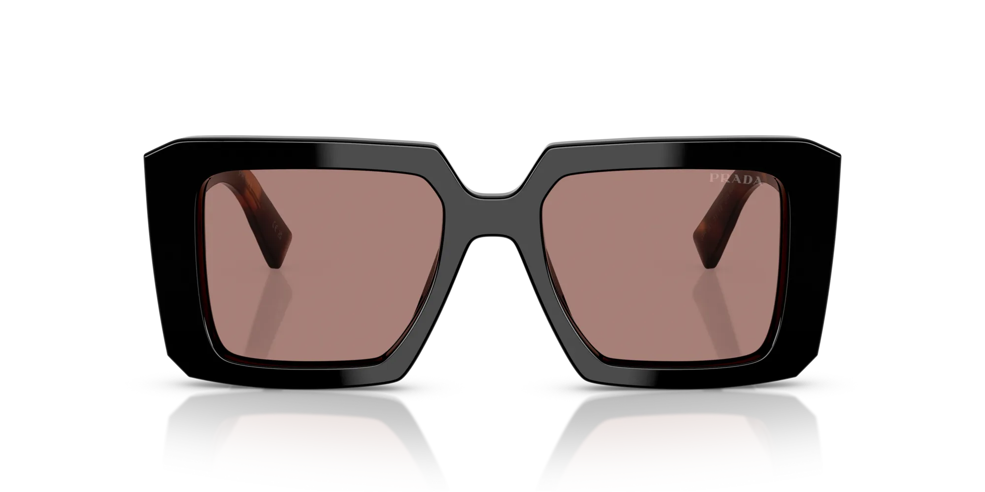 Prada PR 23YS 27B60B Occhiali da sole Acetato Nero Marrone Squadrata Normale - immagine 3
