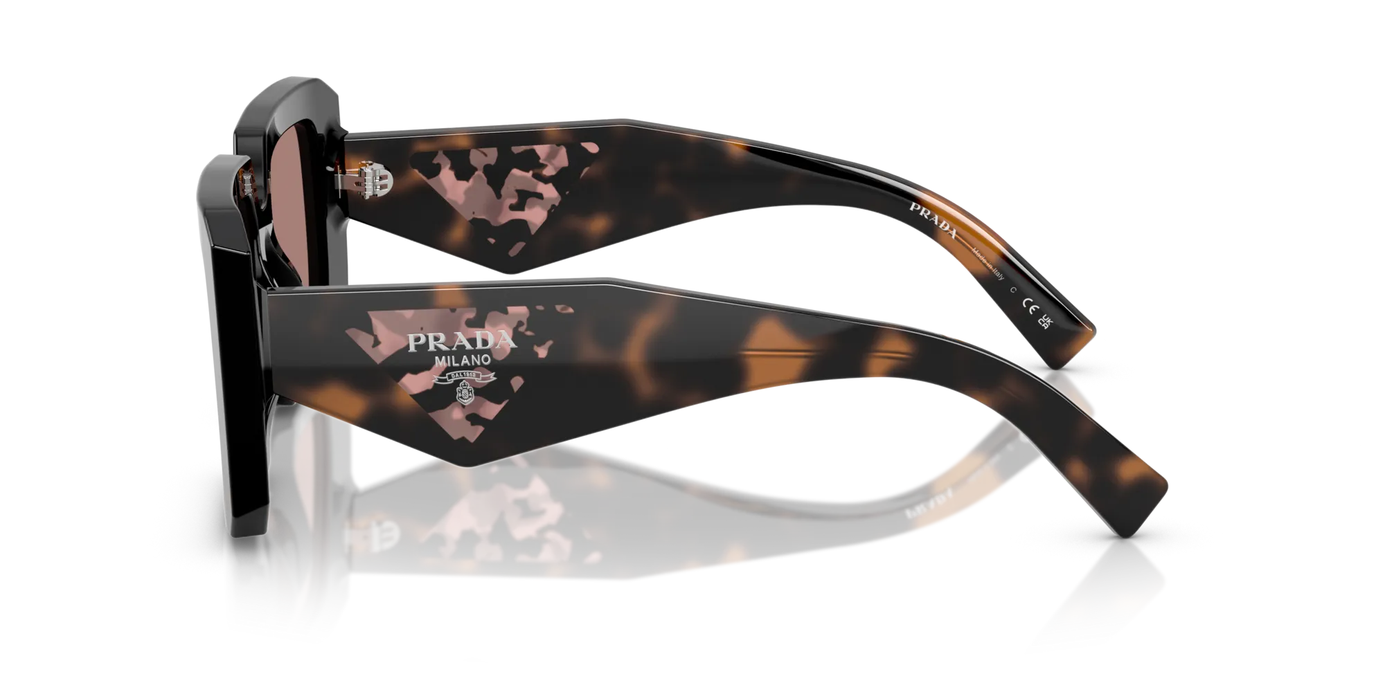 Prada PR 23YS 27B60B Occhiali da sole Acetato Nero Marrone Squadrata Normale - immagine 4