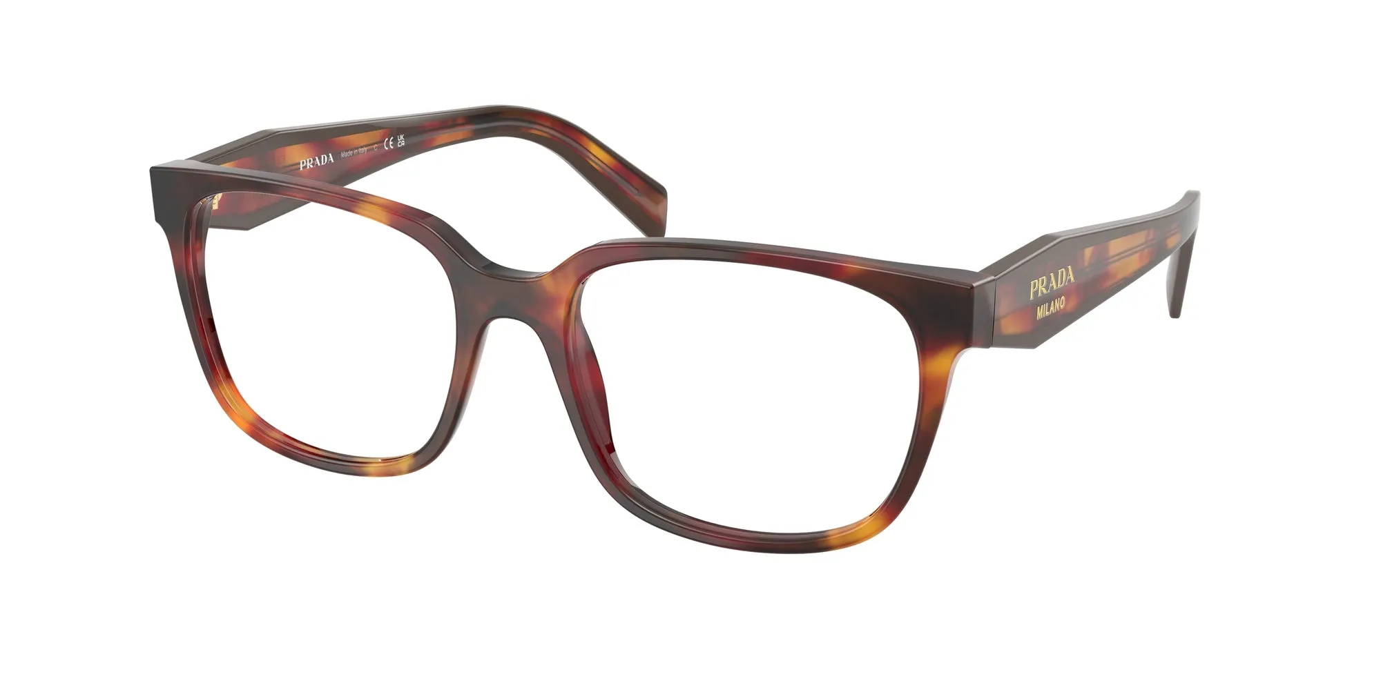 Prada PR 17ZV 22A1O1 Montature da vista Acetato Tartaruga Trasparente Squadrata Normale - immagine 1