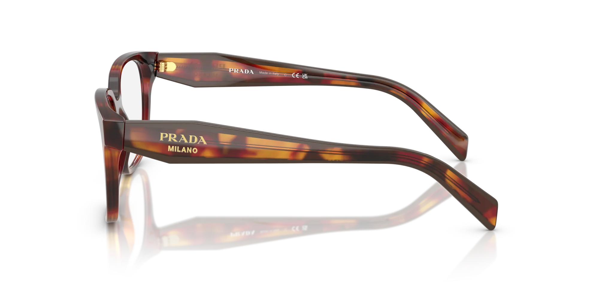 Prada PR 17ZV 22A1O1 Montature da vista Acetato Tartaruga Trasparente Squadrata Normale - immagine 4