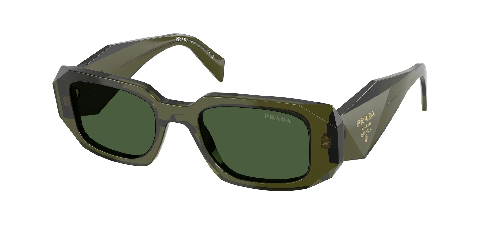Prada PR 17WS 19Z1I0 Occhiali da sole Acetato Verde Verde Squadrata Normale - immagine 1