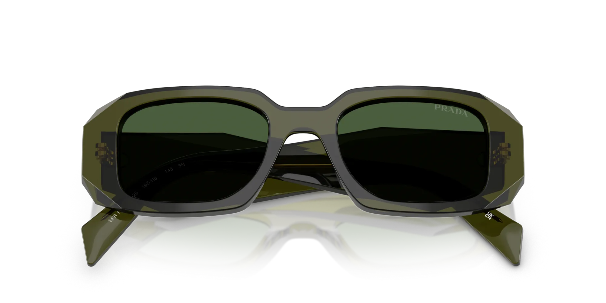 Prada PR 17WS 19Z1I0 Occhiali da sole Acetato Verde Verde Squadrata Normale - immagine 2