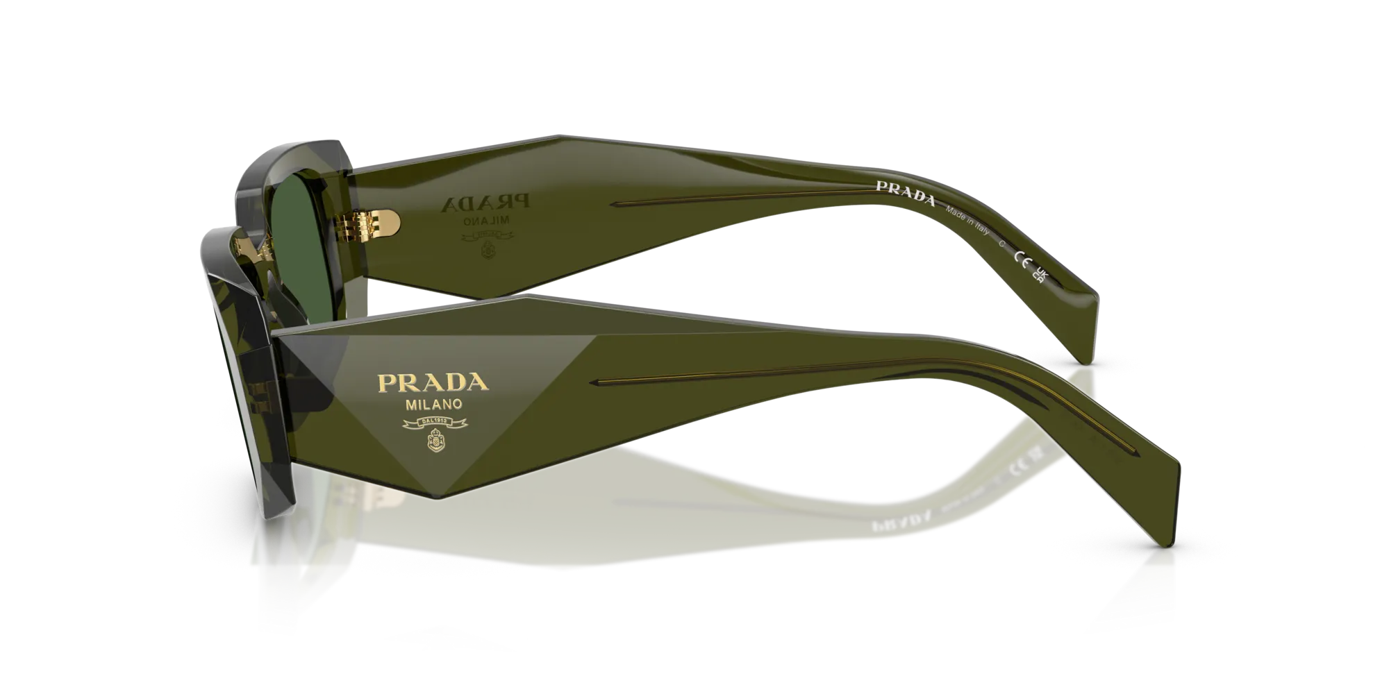 Prada PR 17WS 19Z1I0 Occhiali da sole Acetato Verde Verde Squadrata Normale - immagine 4