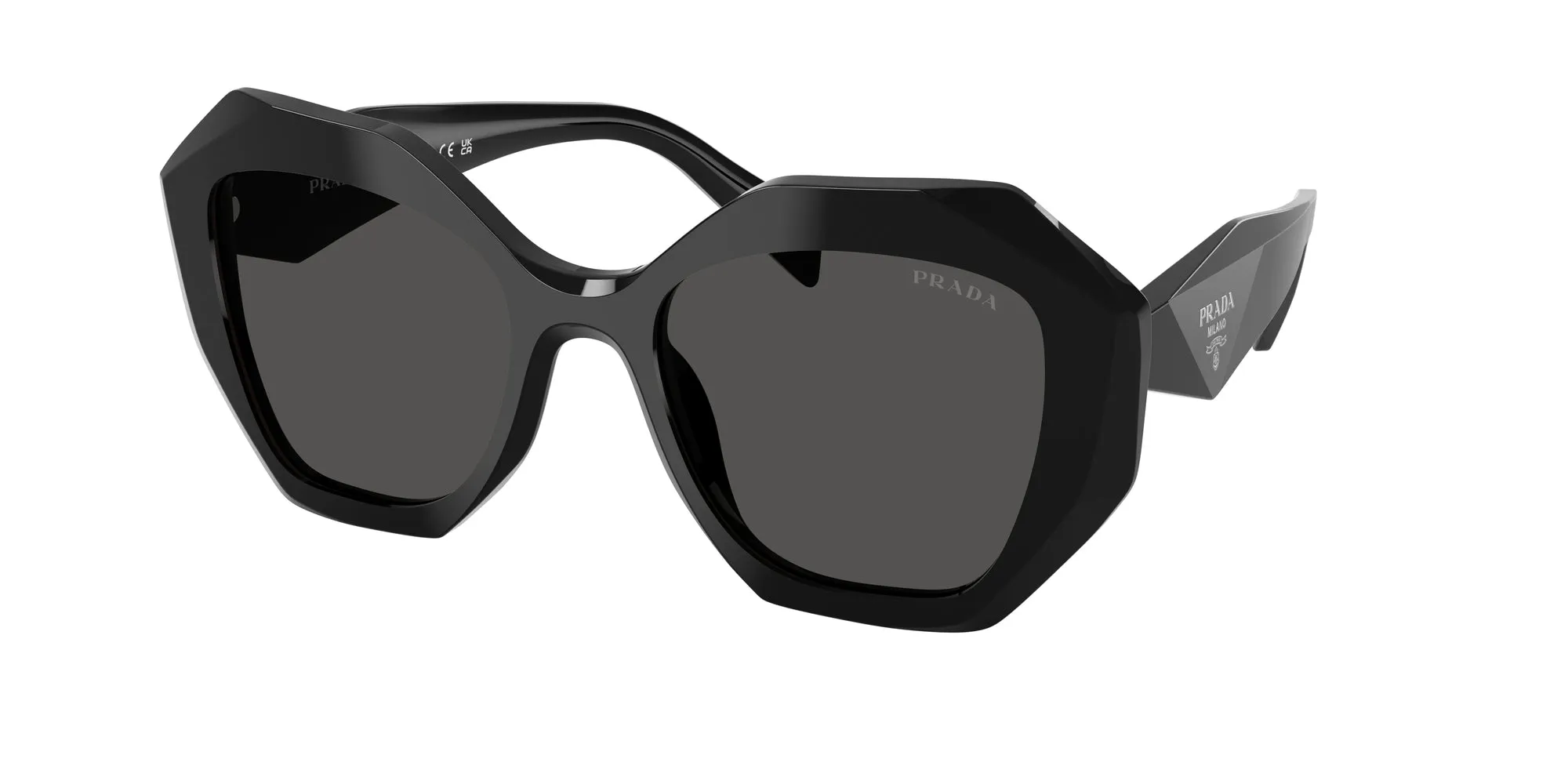Prada PR 16WS 1AB5S0 Occhiali da sole Acetato Nero Grigio Geometrica Normale - immagine 1