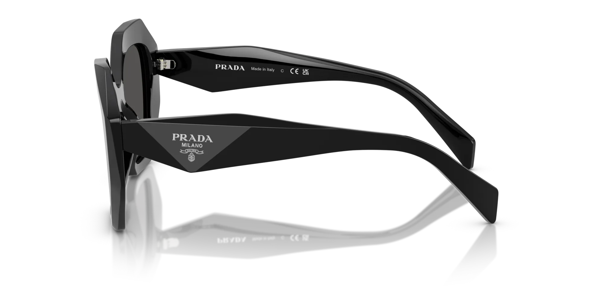 Prada PR 16WS 1AB5S0 Occhiali da sole Acetato Nero Grigio Geometrica Normale - immagine 4
