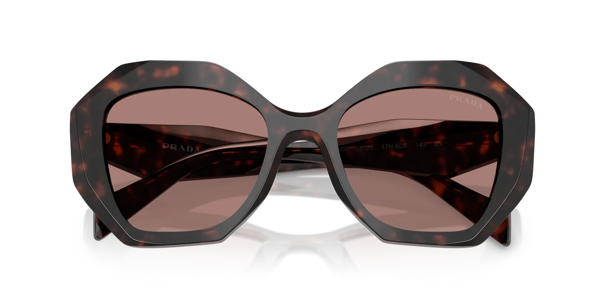 Prada PR 16WS 17N60B Occhiali da sole Acetato Tartaruga Marrone Geometrica Normale - immagine 2