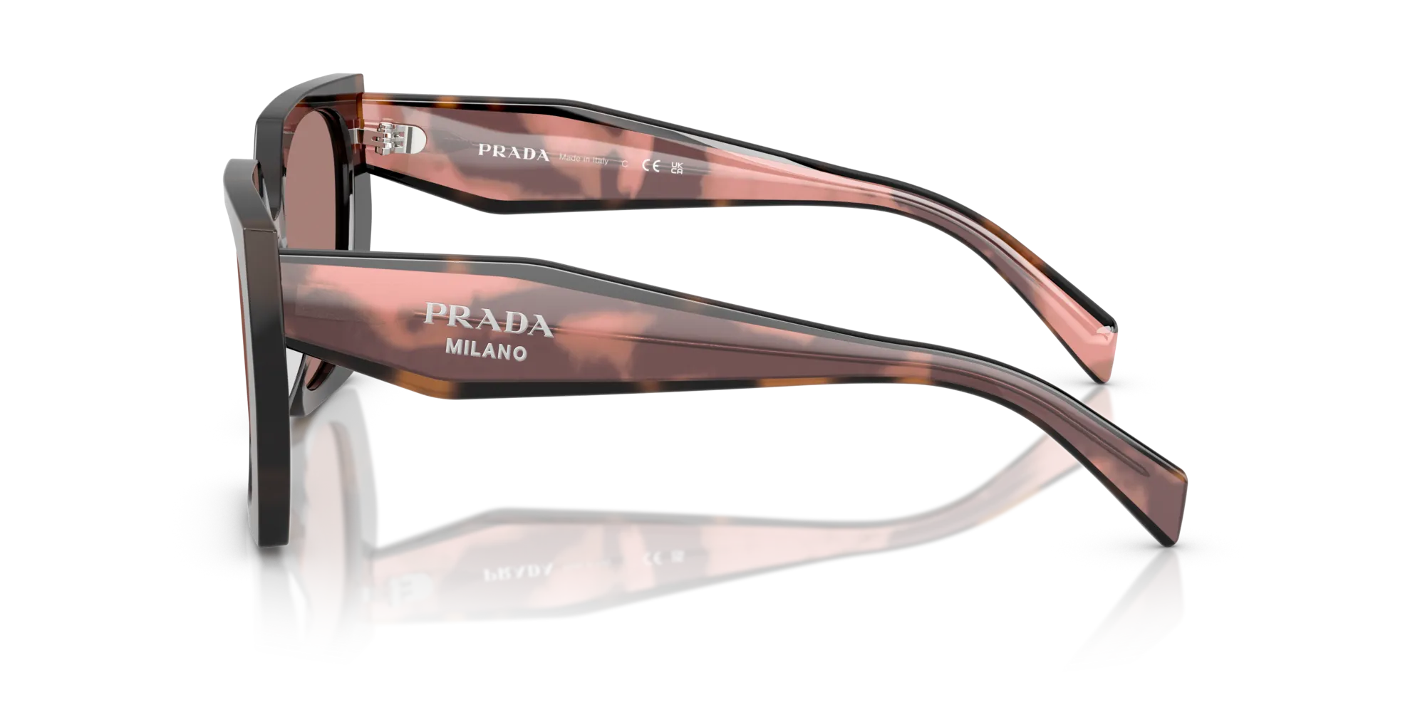 Prada PR 15WS 23A60B Occhiali da sole Acetato Tartaruga Marrone Squadrata Normale - immagine 4