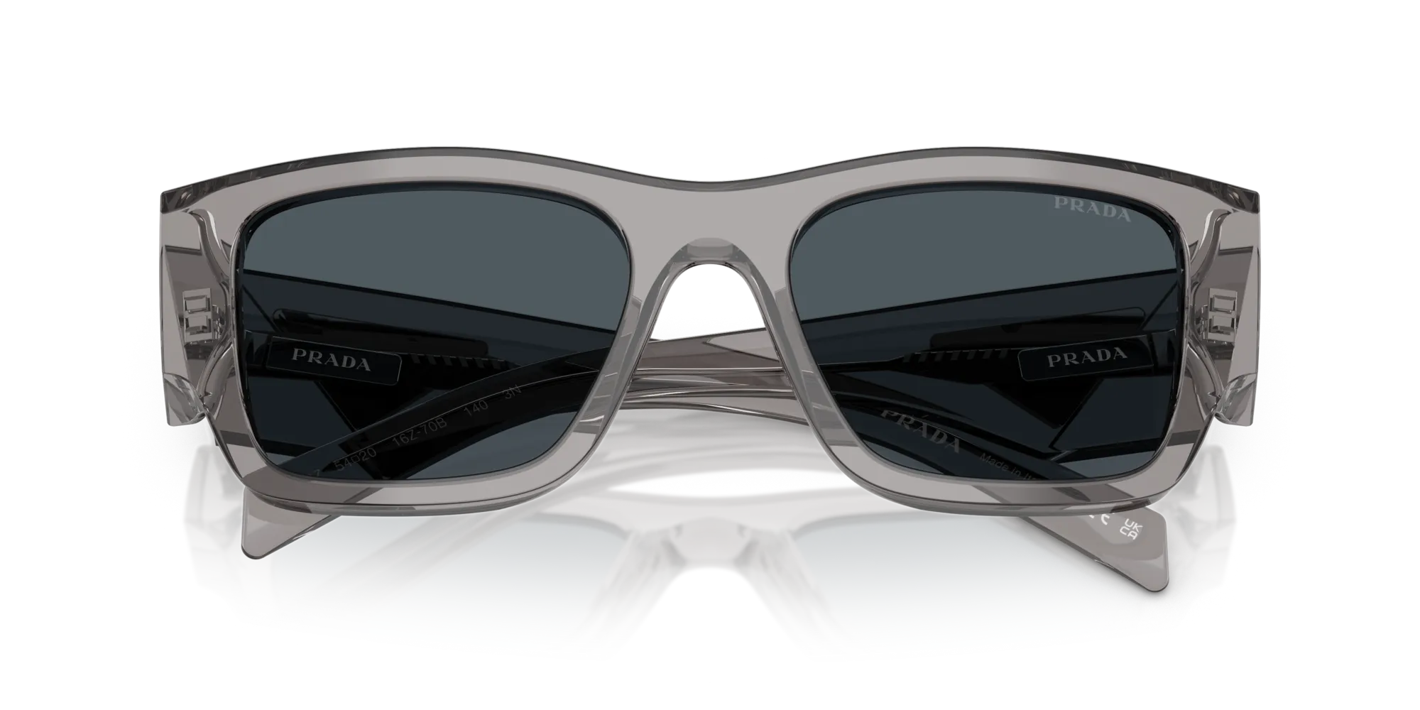 Prada PR 10ZS 16Z70B Occhiali da sole Acetato Grigio Grigio Pillow Normale - immagine 2