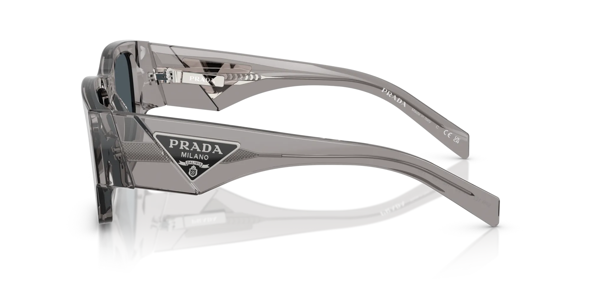 Prada PR 10ZS 16Z70B Occhiali da sole Acetato Grigio Grigio Pillow Normale - immagine 4