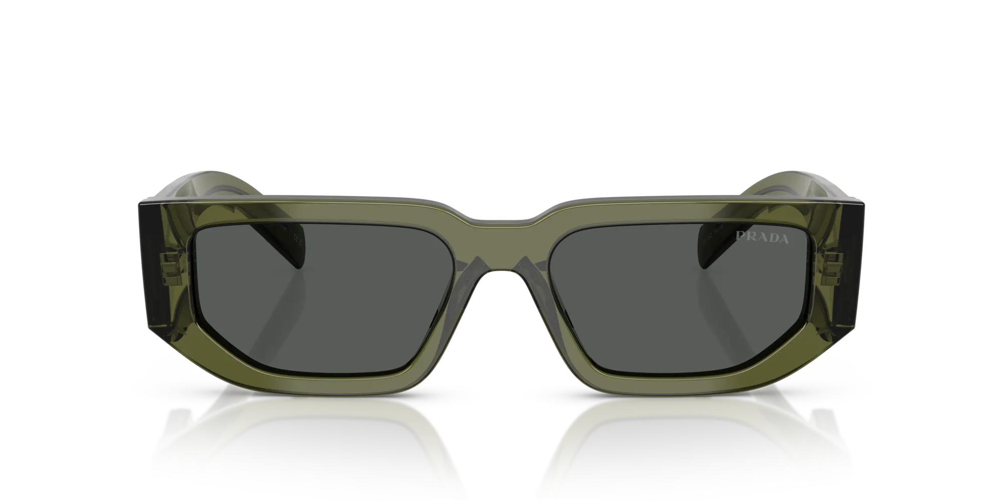 Prada PR 09ZS 25A40L Occhiali da sole Acetato Verde Grigio Squadrata Normale - immagine 3
