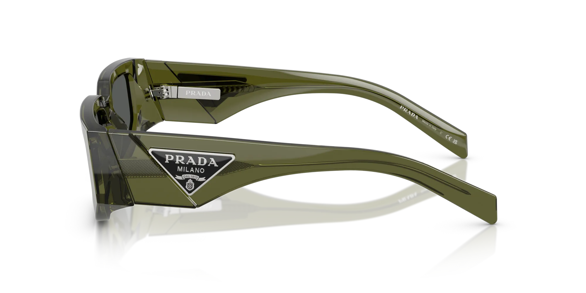 Prada PR 09ZS 25A40L Occhiali da sole Acetato Verde Grigio Squadrata Normale - immagine 4