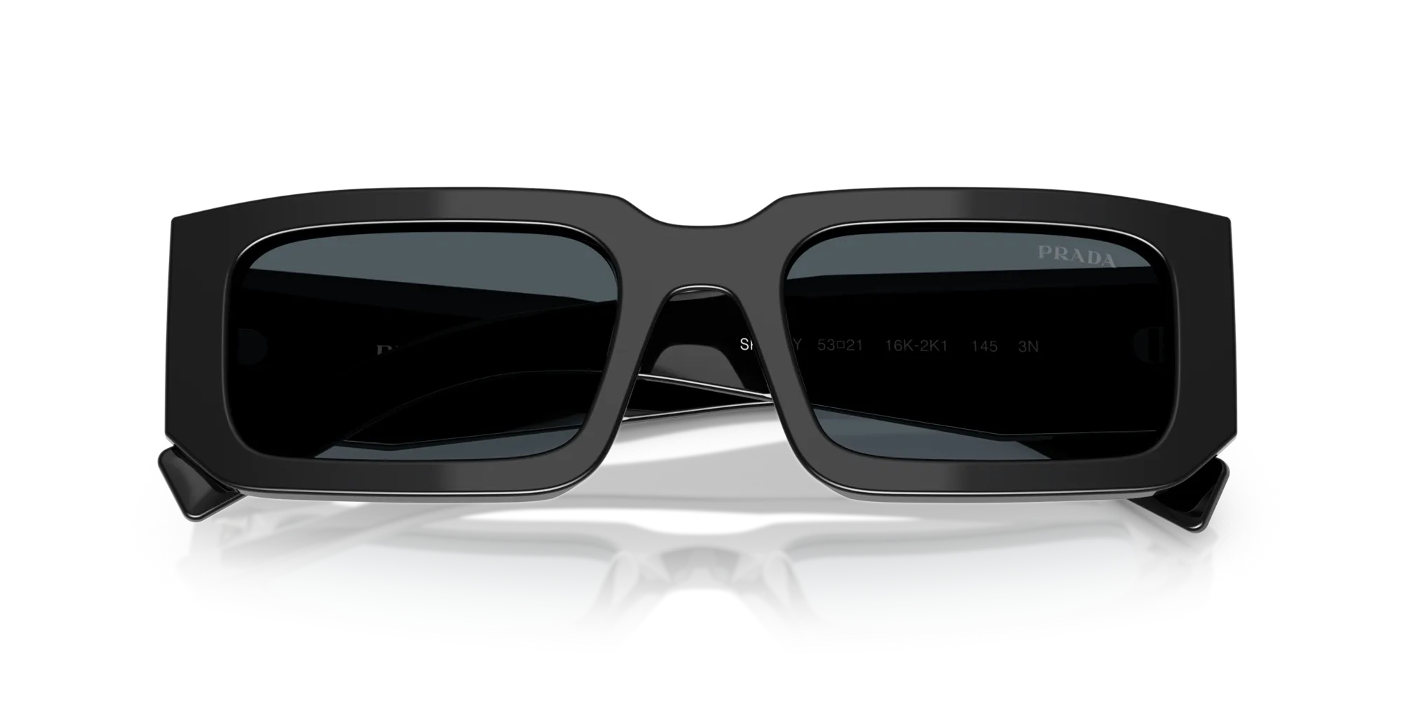 Prada PR 06YS 16K2K1 Occhiali da sole Acetato Nero Grigio Squadrata Normale - immagine 2