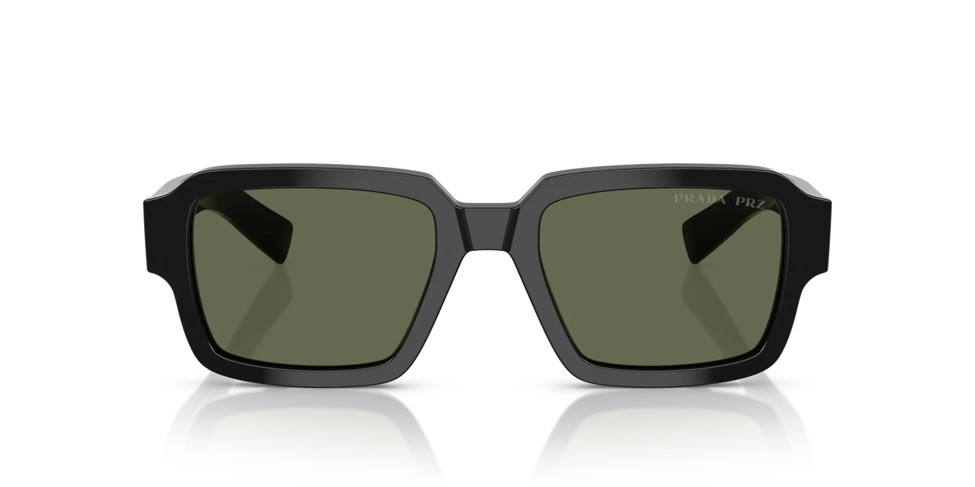 Prada PR 02ZS 1AB03R Occhiali da sole Acetato Nero Verde Squadrata Polarizzata - immagine 3