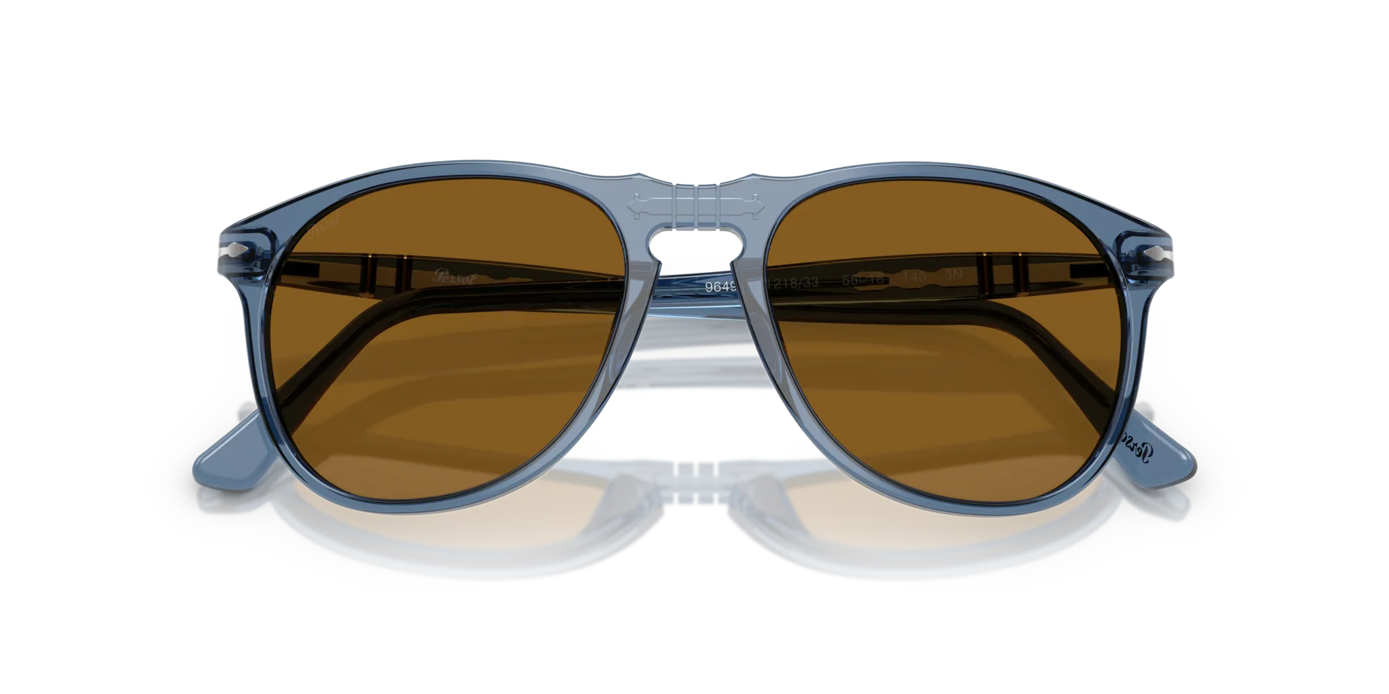 Persol PO9649S 121833 Occhiali da sole Acetato Blu Marrone Pilot Normale - immagine 2