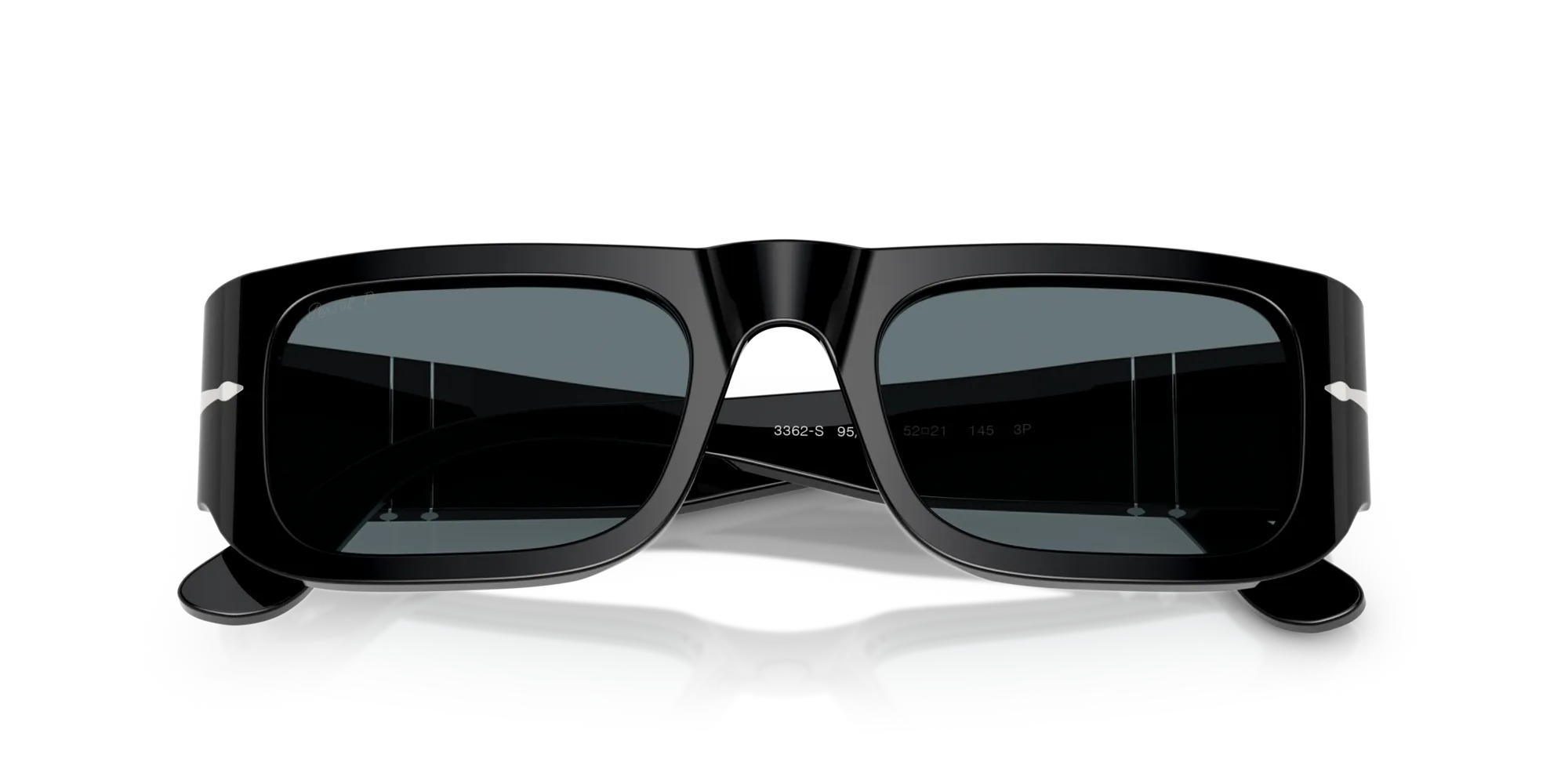 Persol PO3362S 95/3R Occhiali da sole Acetato Nero Blu Pillow Polarizzata - immagine 2