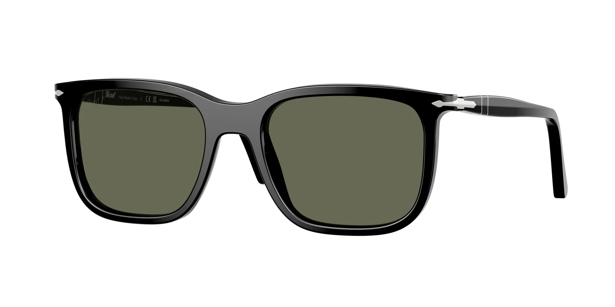 Persol PO3357S RENZO 95/58 Occhiali da sole Acetato Nero Verde Squadrata Polarizzata - immagine 1