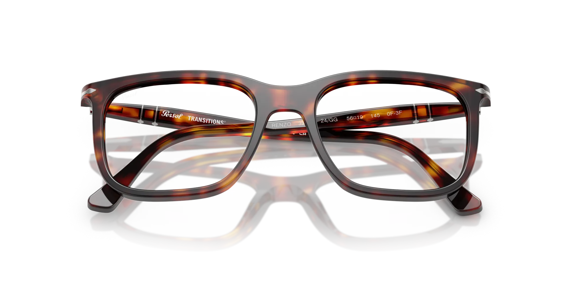Persol PO3357S RENZO 24/GG Occhiali da sole Acetato Tartaruga Blu Squadrata Fotocromatiche - immagine 2