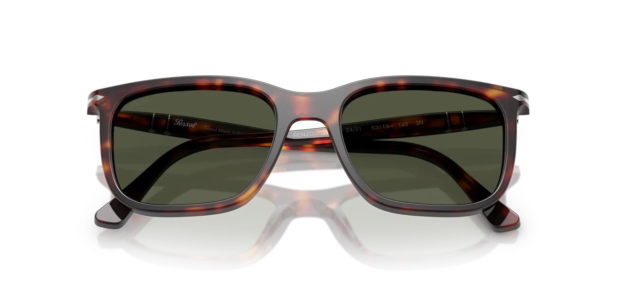 Persol PO3357S RENZO 24/31 Occhiali da sole Acetato Tartaruga Verde Squadrata Normale - immagine 2