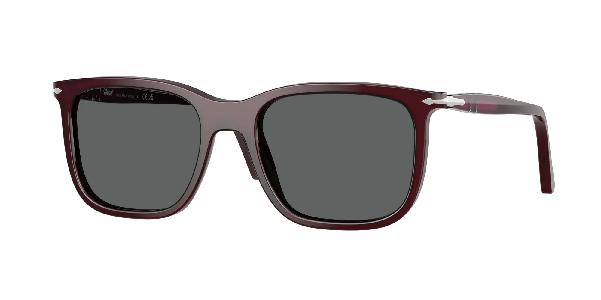 Persol PO3357S RENZO 1216B1 Occhiali da sole Acetato Bordeaux Grigio Squadrata Normale - immagine 1