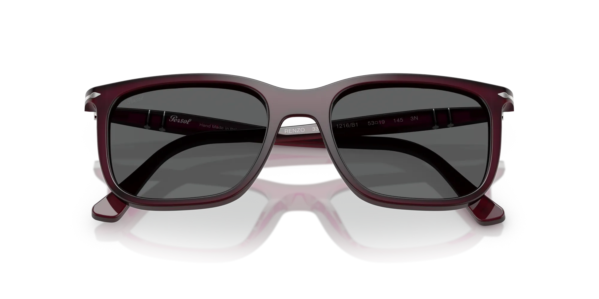 Persol PO3357S RENZO 1216B1 Occhiali da sole Acetato Bordeaux Grigio Squadrata Normale - immagine 2