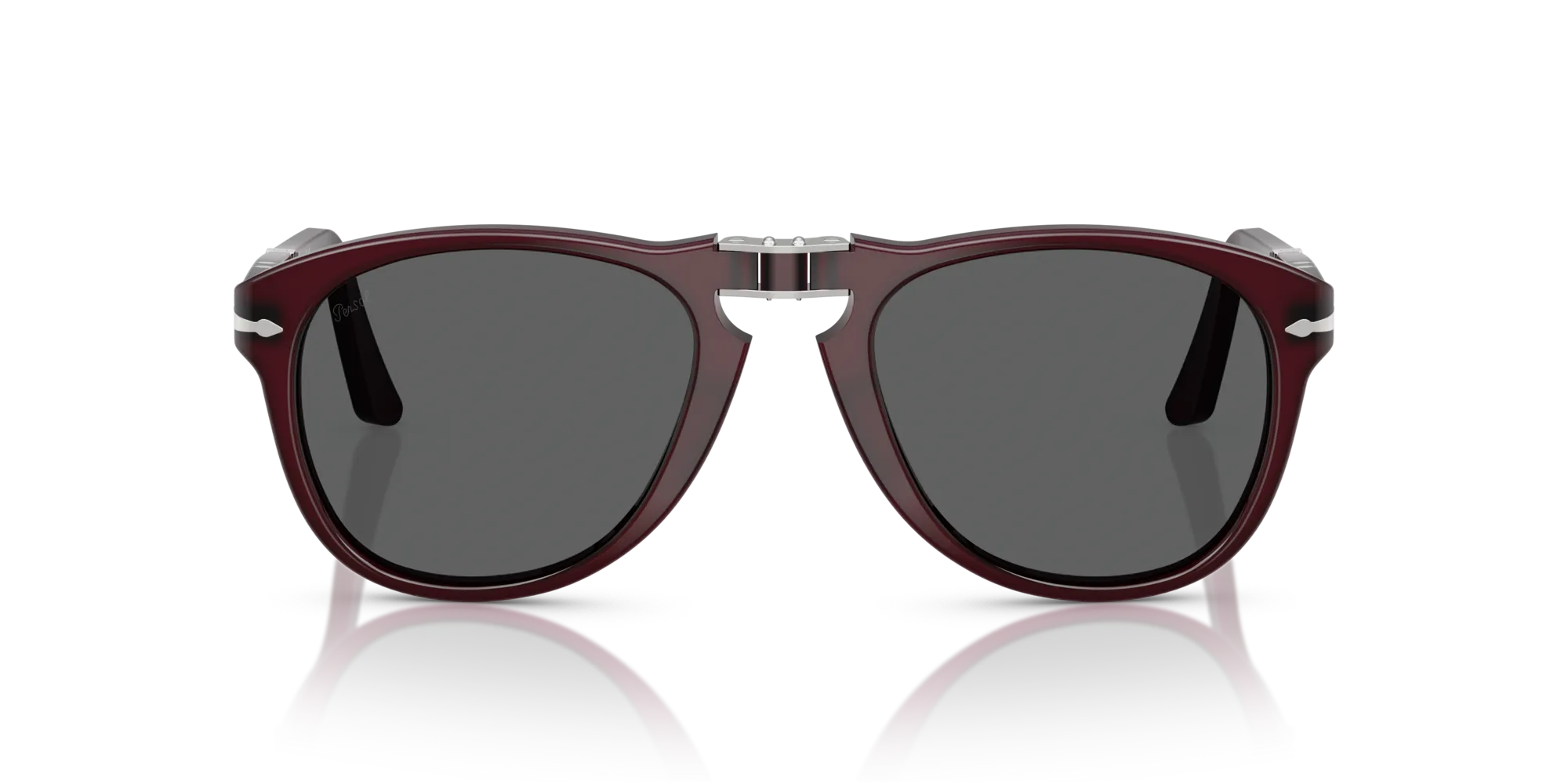 Persol PO0714 FOLDING 1216B1 Occhiali da sole Acetato Bordeaux Grigio Pilot Normale - immagine 3