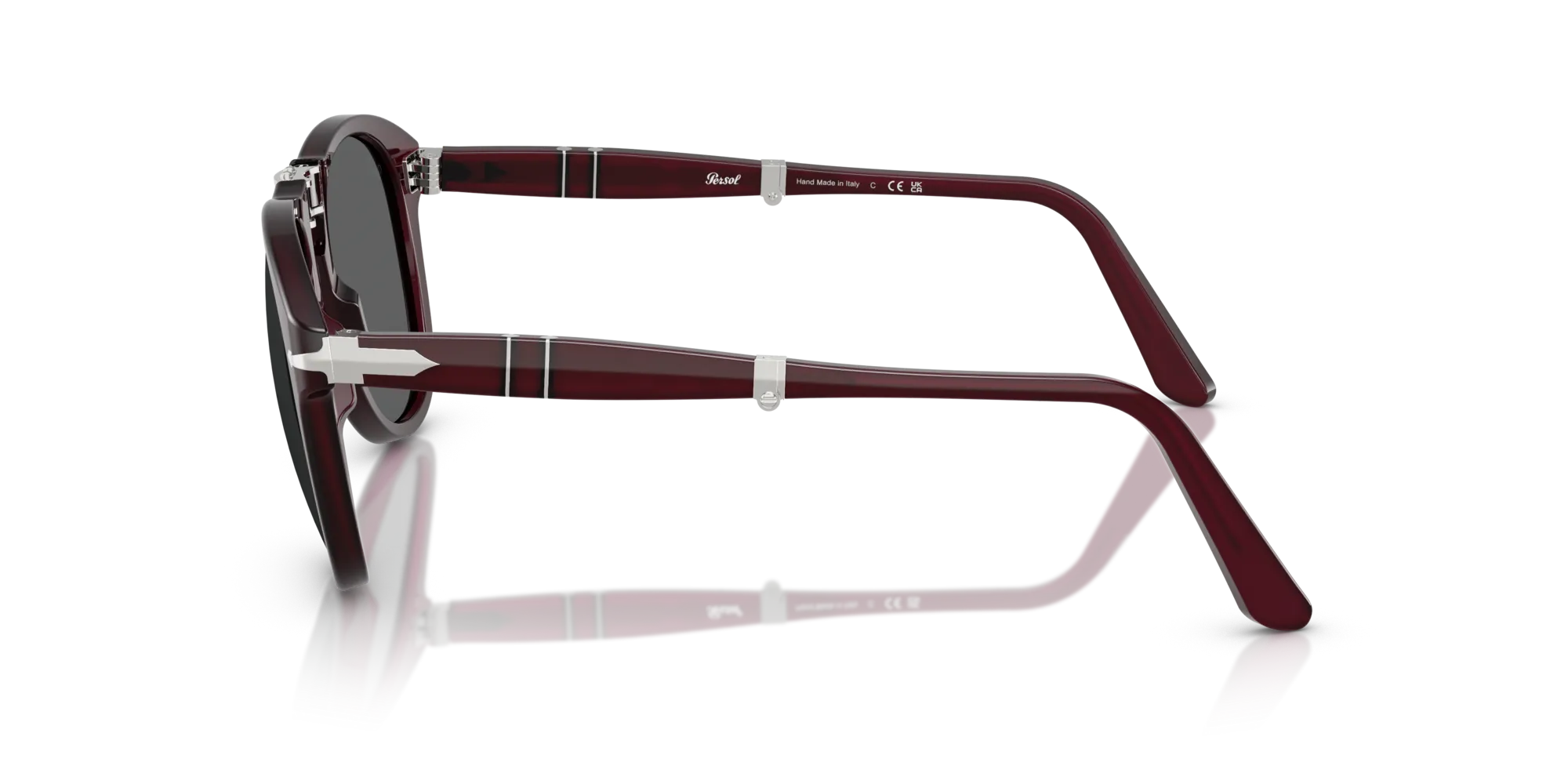 Persol PO0714 FOLDING 1216B1 Occhiali da sole Acetato Bordeaux Grigio Pilot Normale - immagine 4