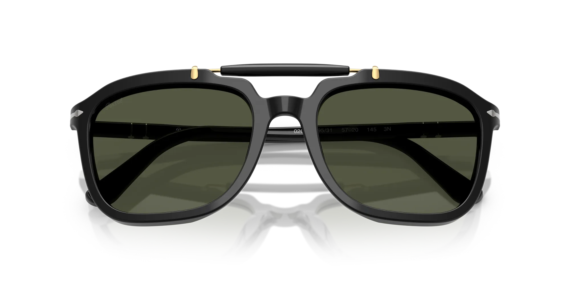 Persol PO0203S 95/31 Occhiali da sole Acetato Nero Verde Squadrata Normale - immagine 2