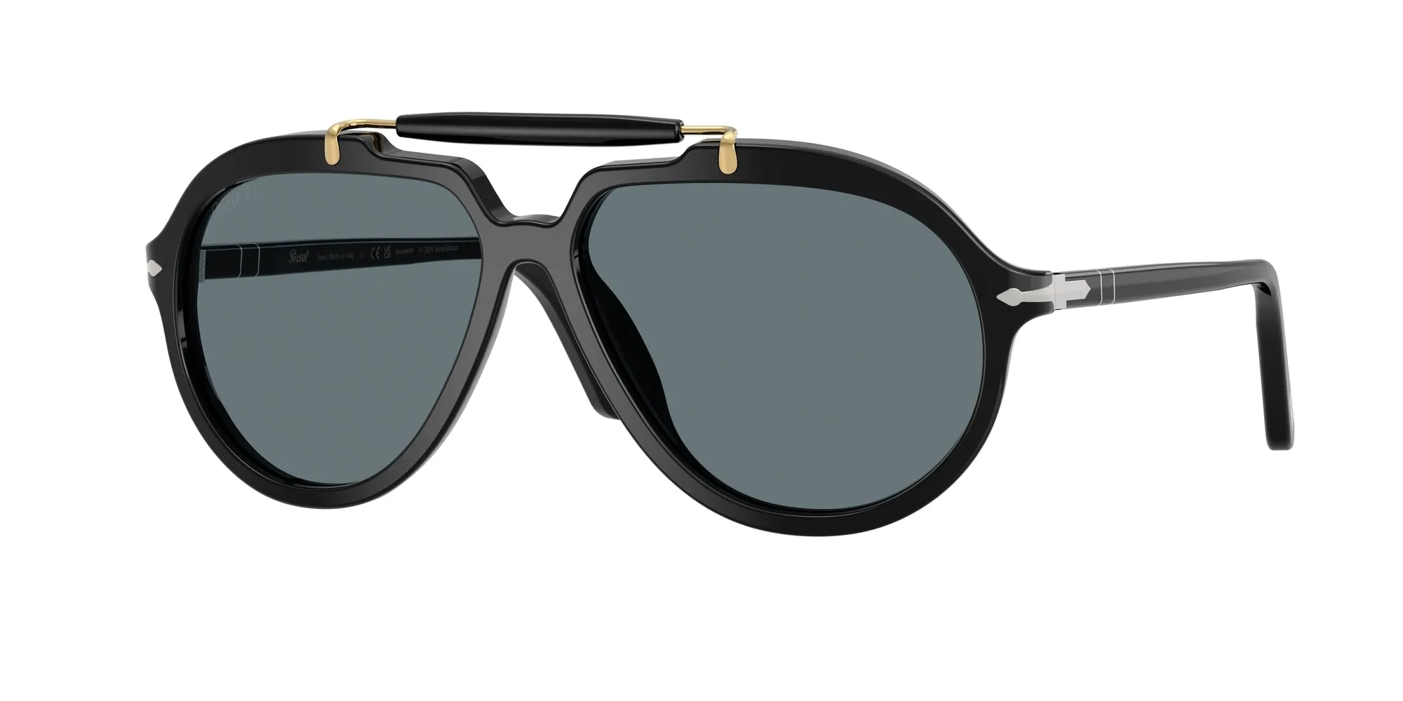 Persol PO0202S 95/3R Occhiali da sole Acetato Nero Blu Squadrata Polarizzata - immagine 1