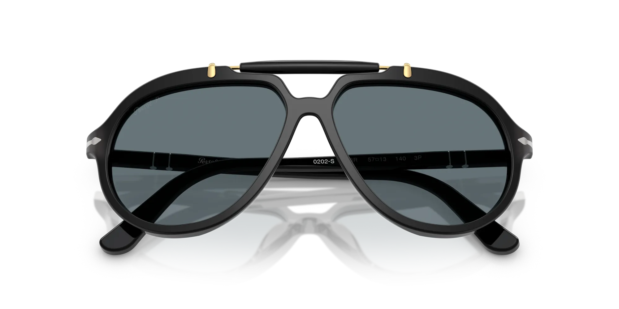Persol PO0202S 95/3R Occhiali da sole Acetato Nero Blu Squadrata Polarizzata - immagine 2