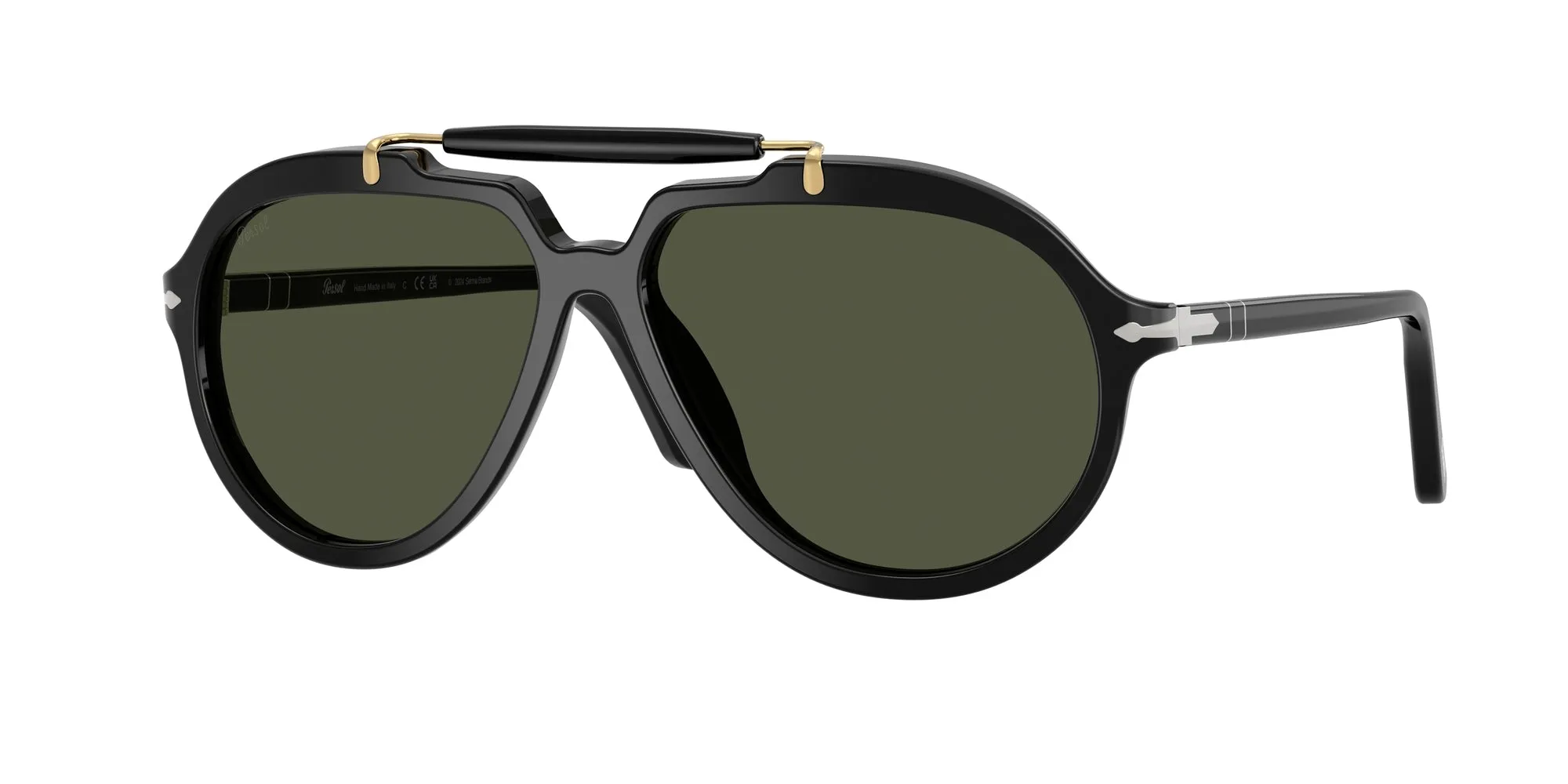 Persol PO0202S 95/31 Occhiali da sole Acetato Nero Verde Squadrata Normale - immagine 1