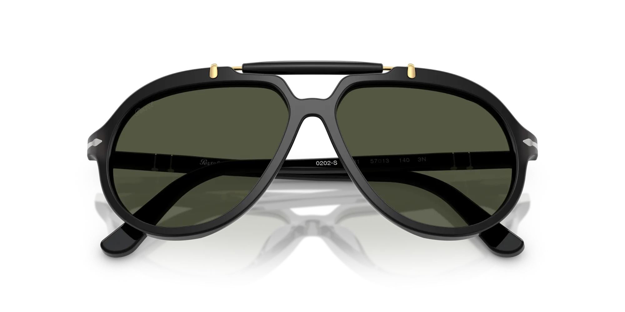 Persol PO0202S 95/31 Occhiali da sole Acetato Nero Verde Squadrata Normale - immagine 2